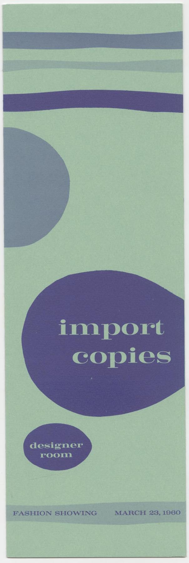 Image of Import Copies fashion show program, Seattle, 1960
