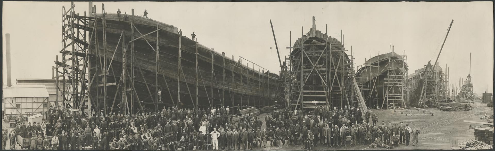 Image of Puget Sound Bridge & Dredging Company shipyard, Seattle, circa 1917