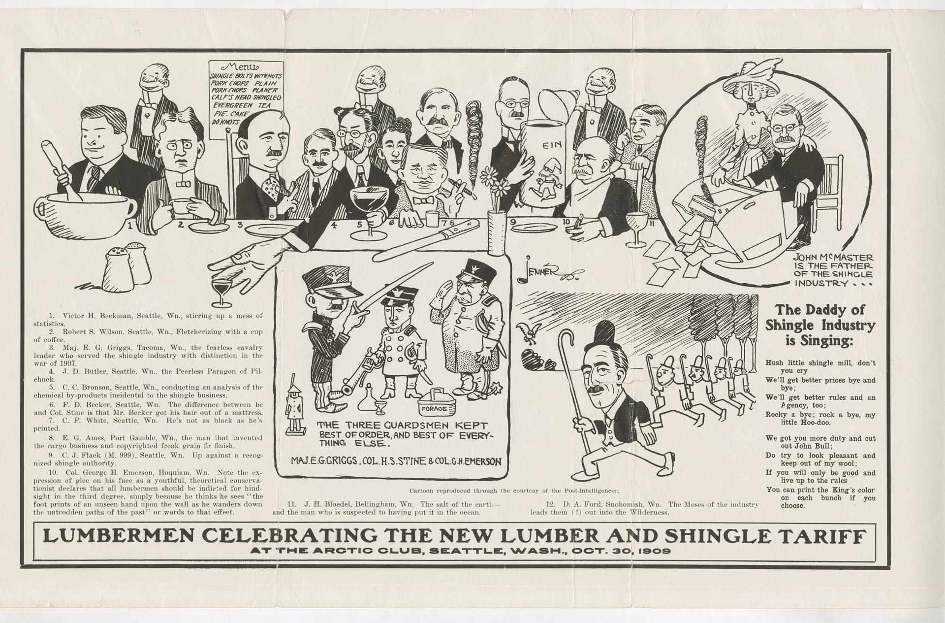 Image of Lumbermen Celebrating the New Lumber and Shingle Tariff at the Arctic Club, Seattle, Wash., October 30, 1909