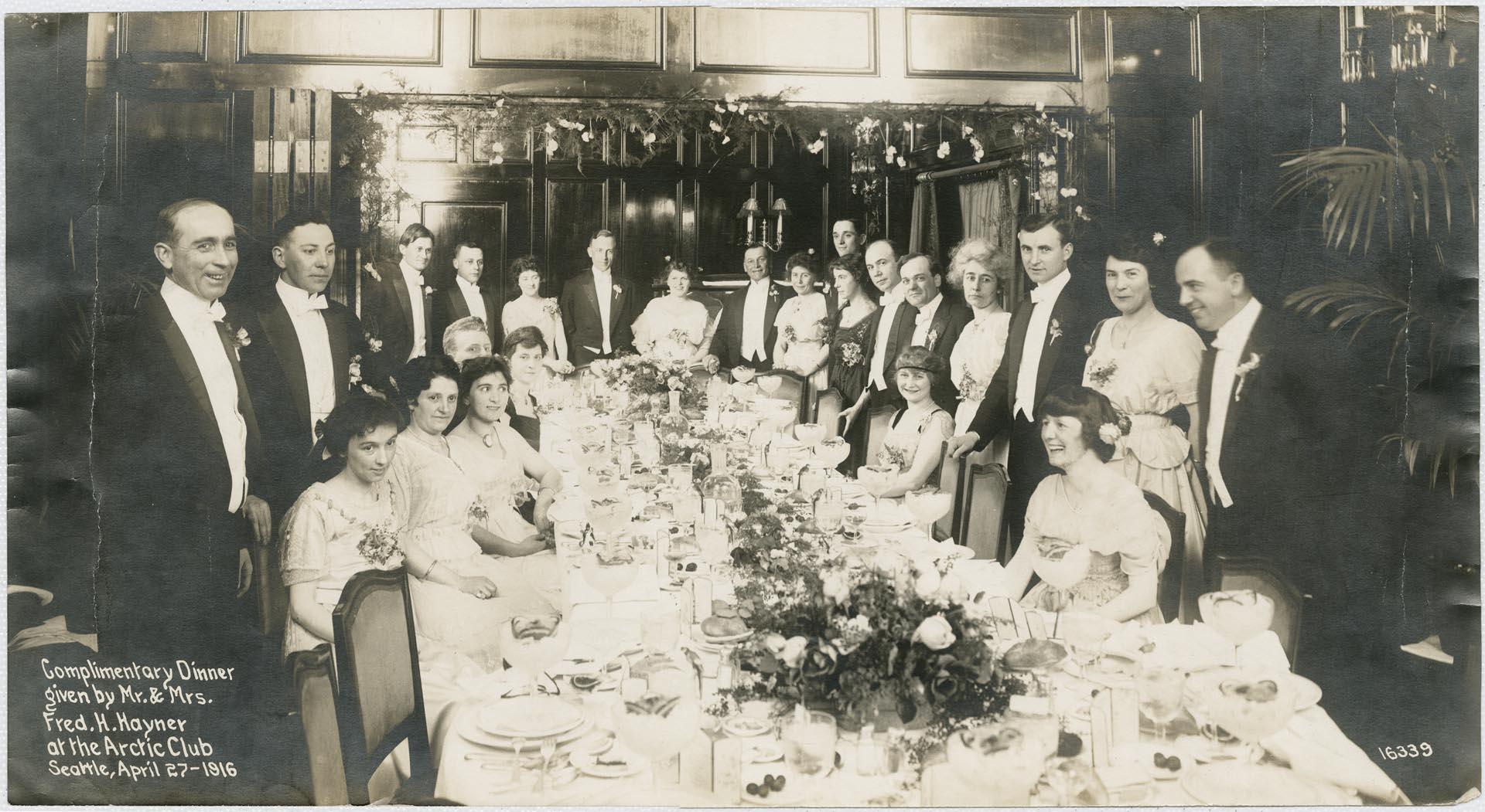 Image of Guests around table at Arctic Club dinner, Seattle, April 27, 1916