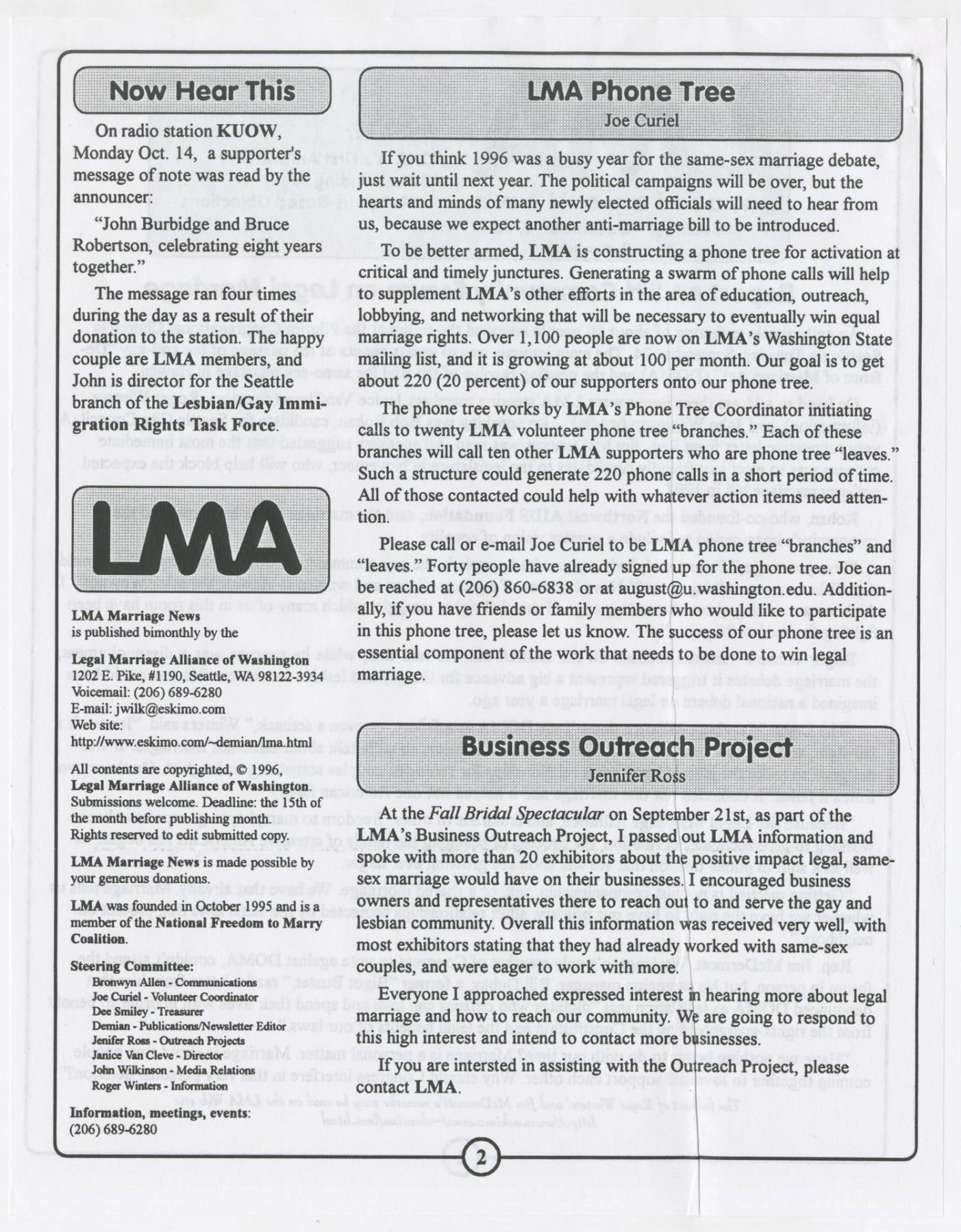 Image of LMA Marriage News, 1996