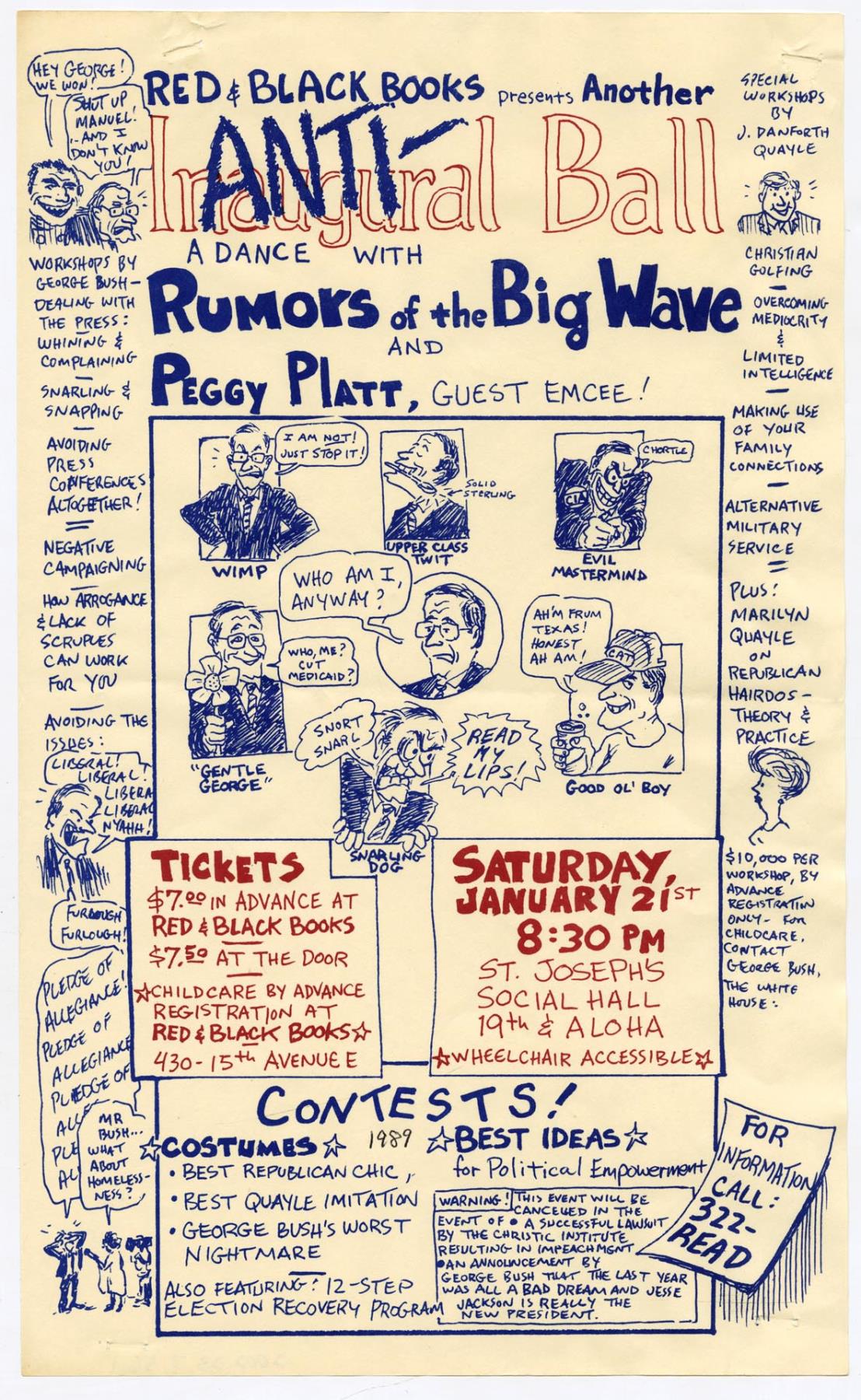 Image of Poster forthe Anti-Inaugural Ball at Red & Black books, January 21, 1989