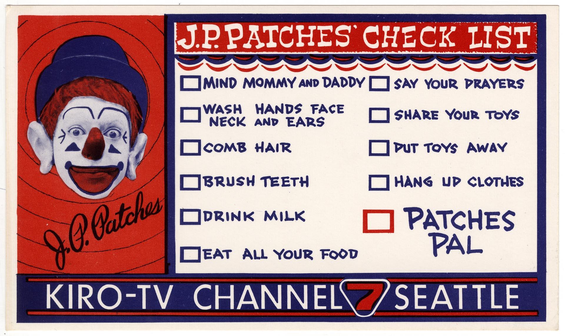 Image of J.P. Patches Patches Pal card, Seattle, circa 1965