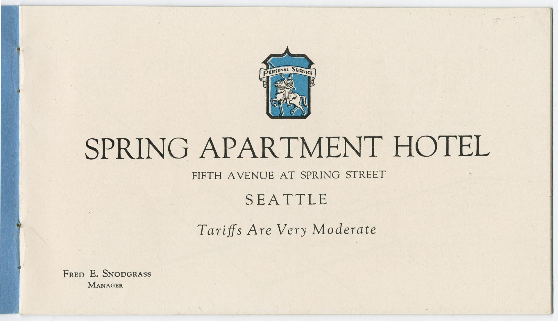 Image of Spring Apartment Hotel brochure, circa 1925