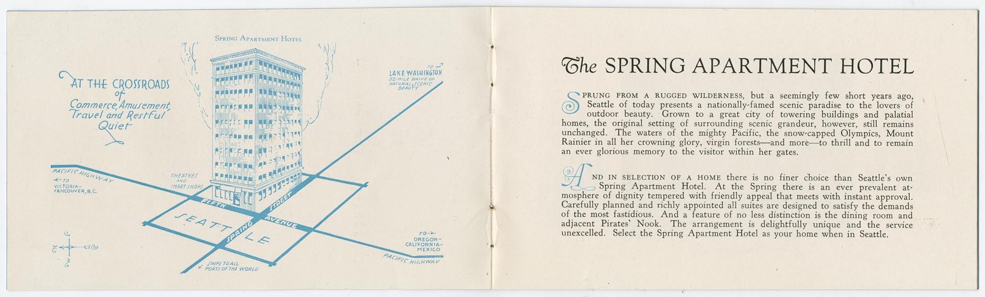 Image of Spring Apartment Hotel brochure, circa 1925