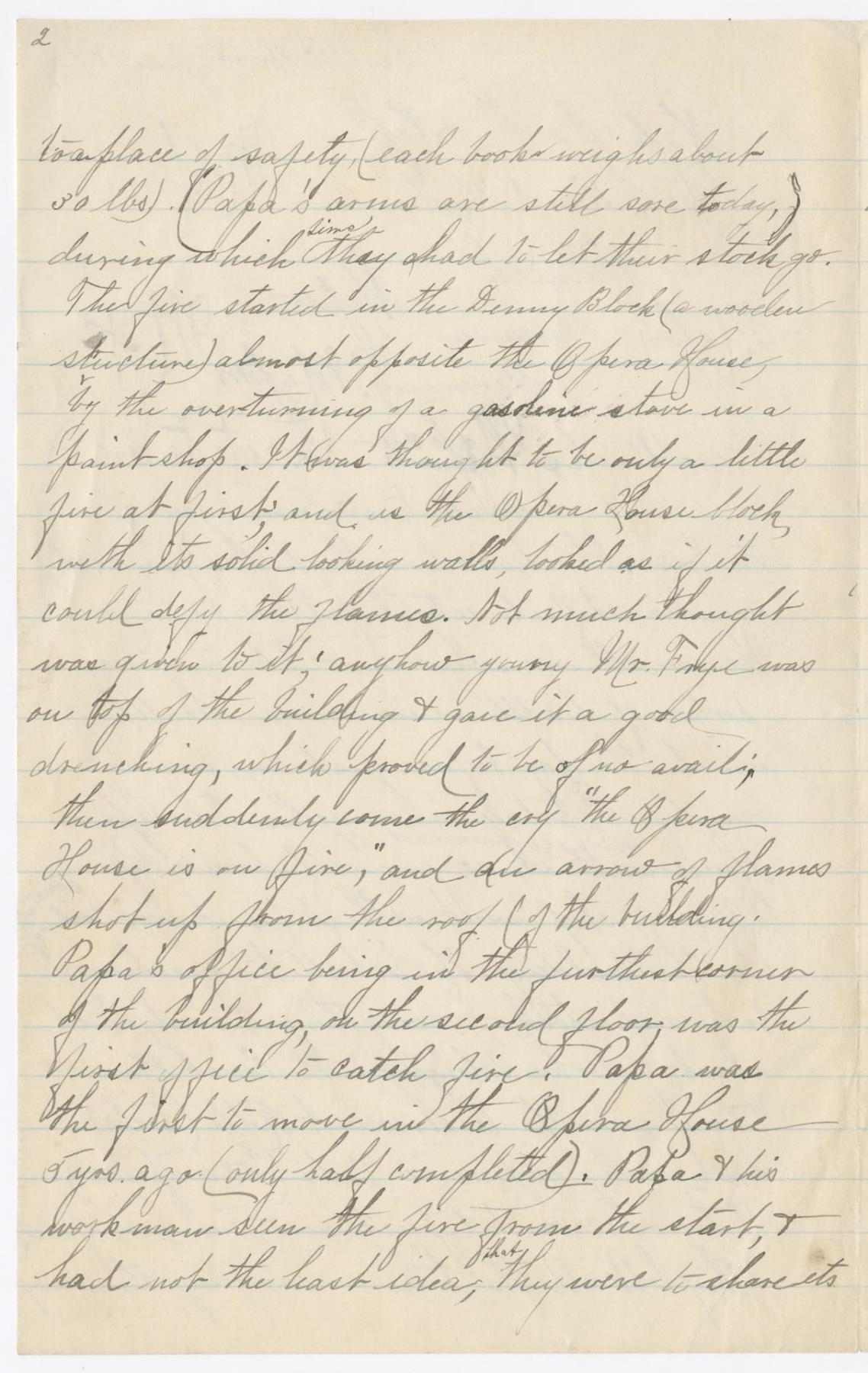 Image of Helen Anthony letter regarding the Great Seattle Fire, June 8, 1889