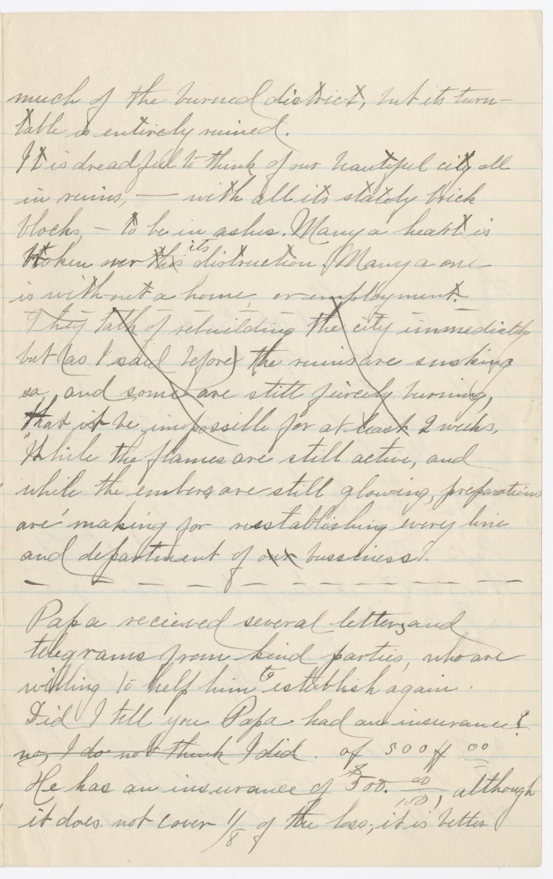 Image of Helen Anthony letter regarding the Great Seattle Fire, June 8, 1889
