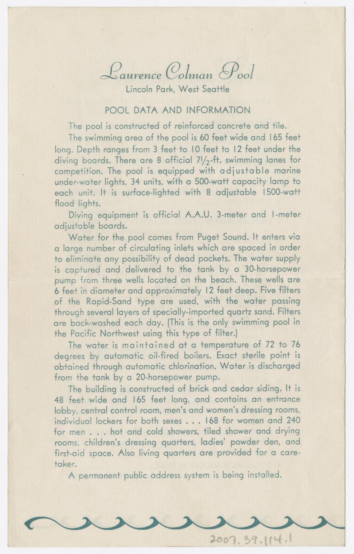 Image of Program for the dedication of Colman Pool, Seattle, July 4, 1941