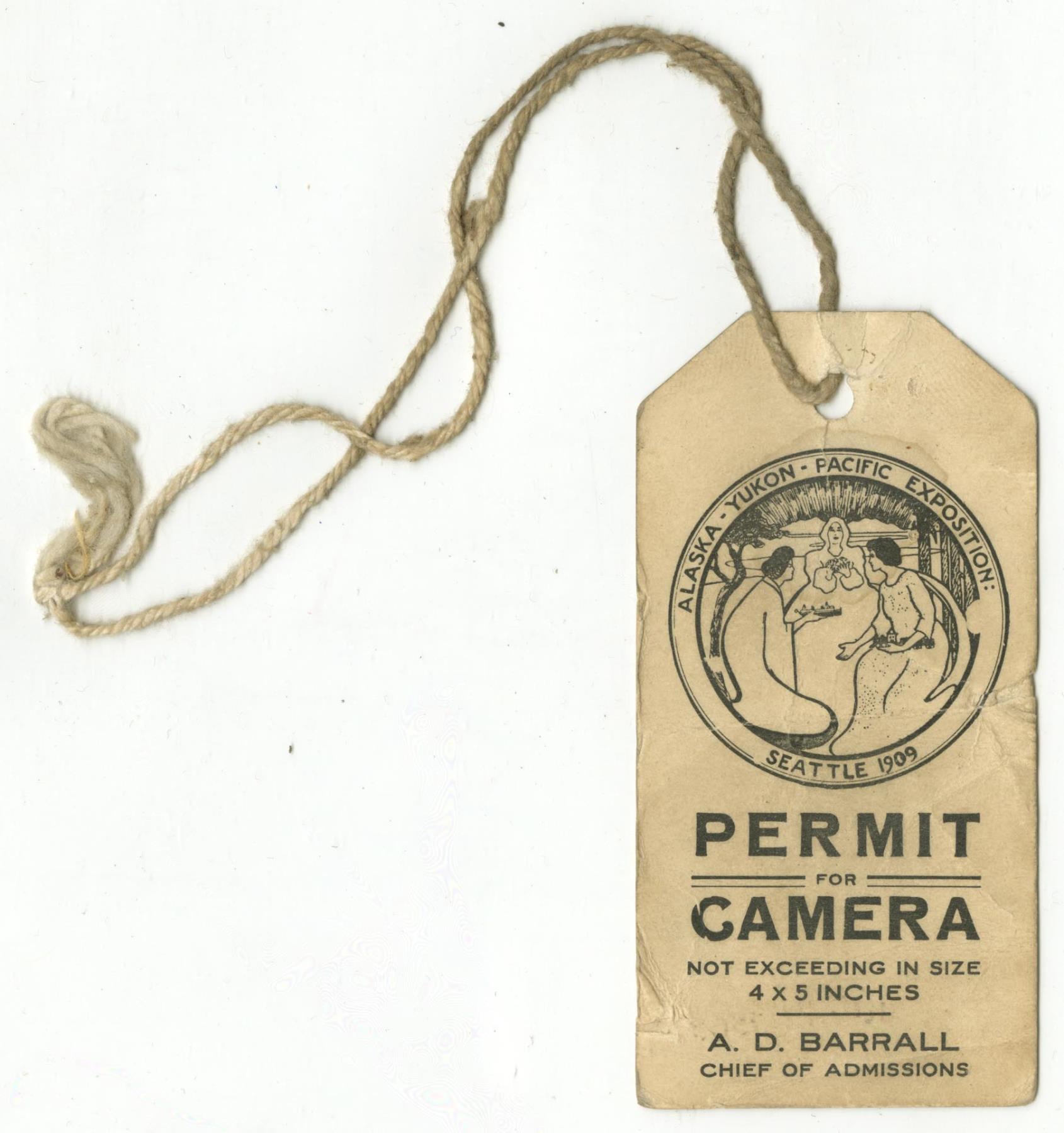 Image of AYPE camera permit, August 20-21, 1909