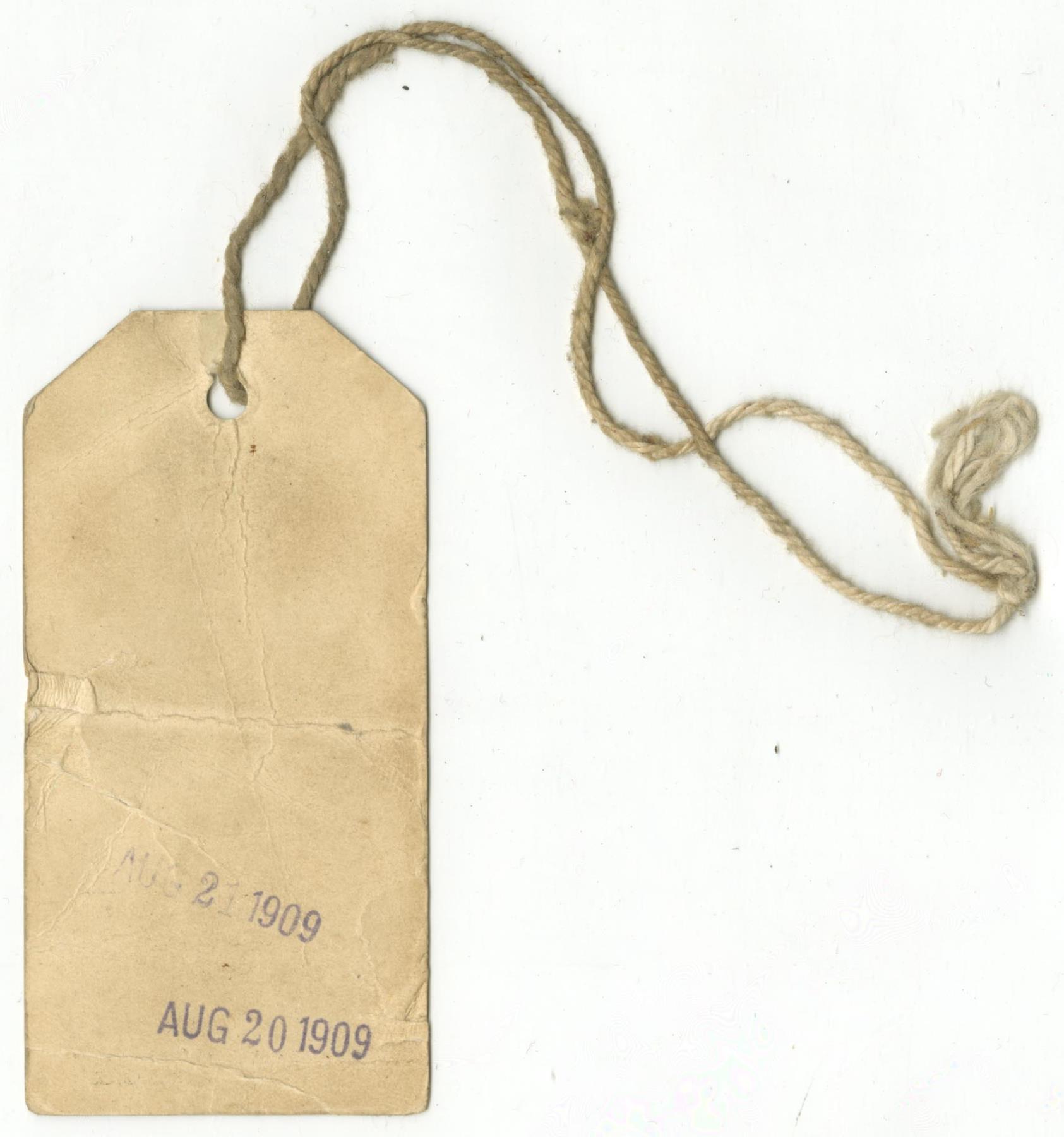 Image of AYPE camera permit, August 20-21, 1909