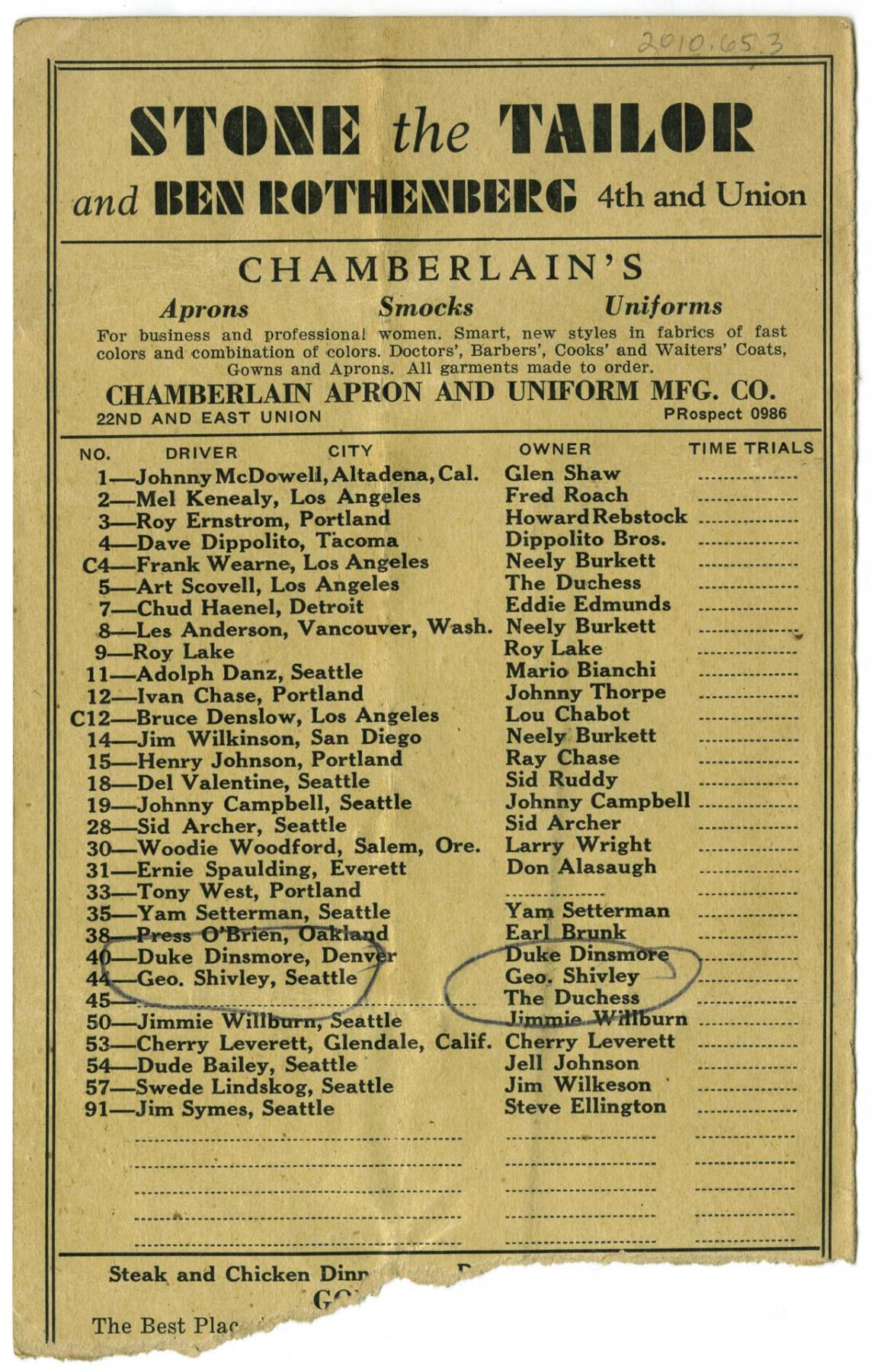 Image of Aurora Speedway race program, 1936
