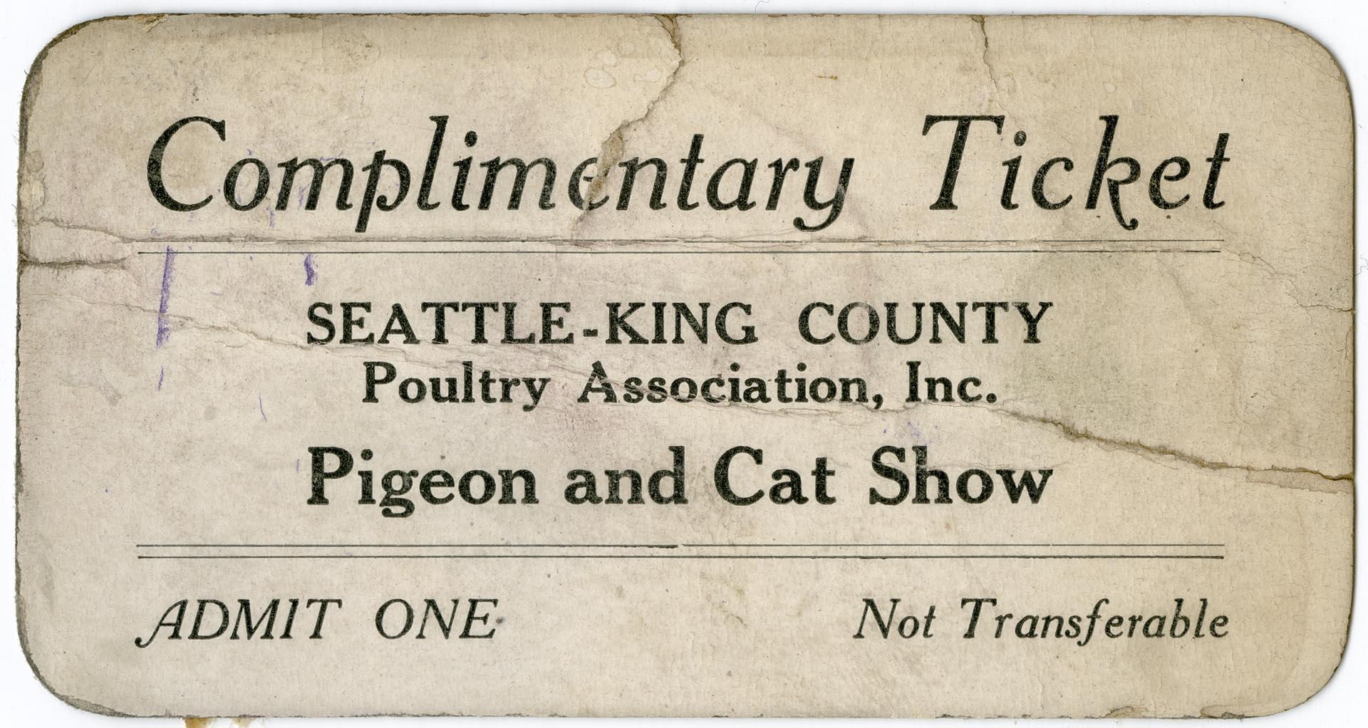 Image of Pigeon and Cat Show ticket, circa 1910