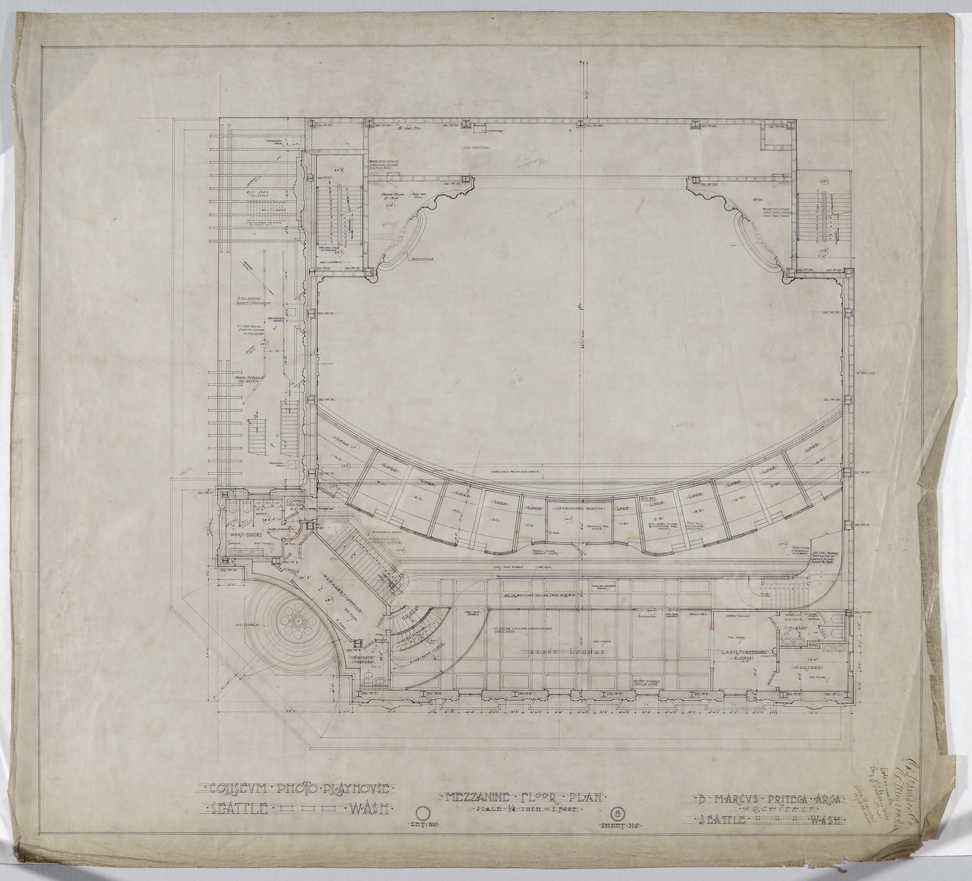 Image of Mezzanine floor plan, Coliseum Theater, Seattle, 1915