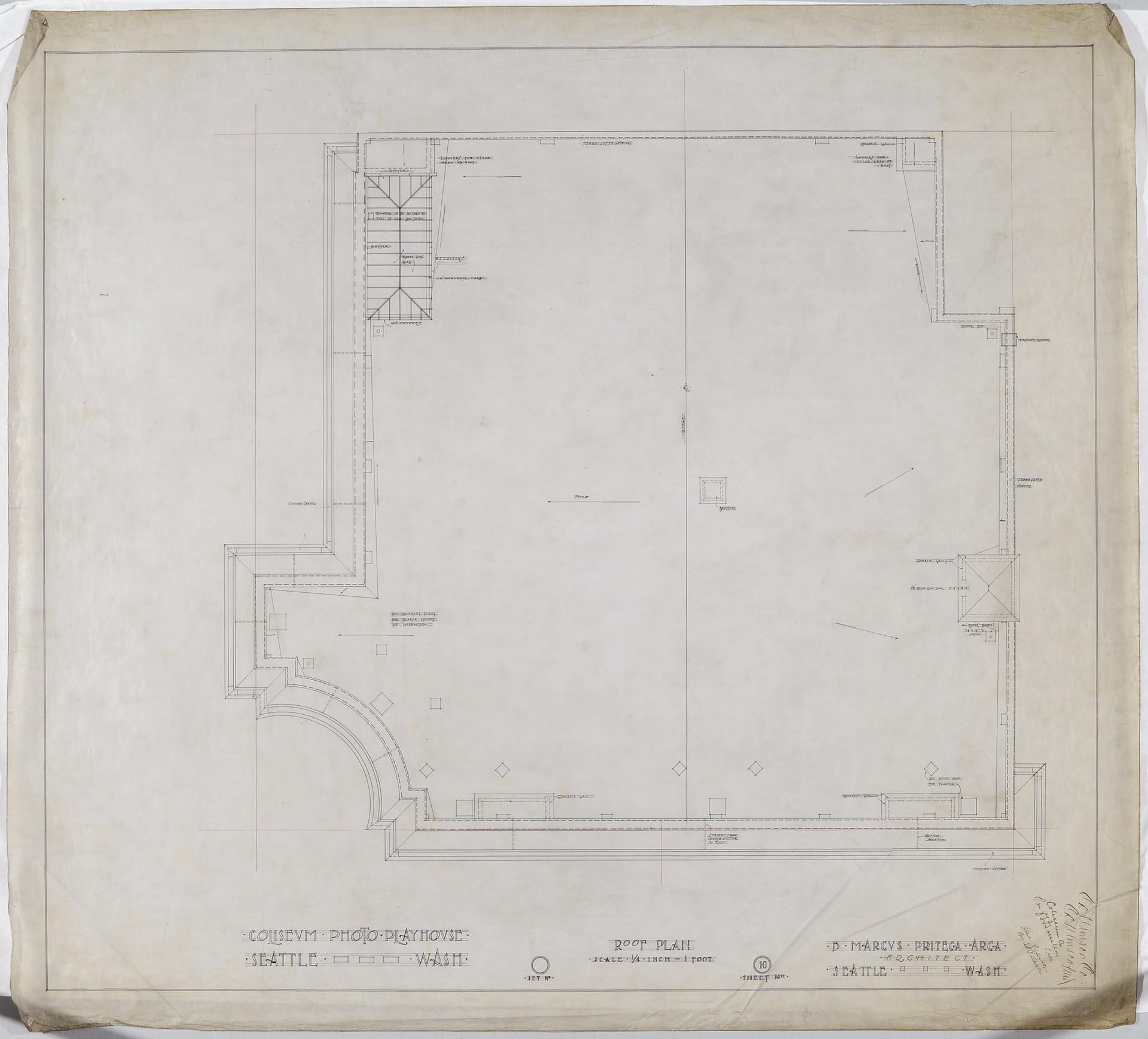 Image of Roof plan, Coliseum Theater, Seattle, 1915