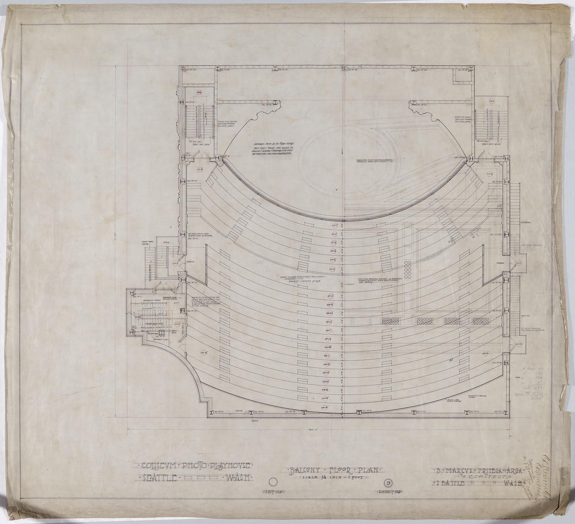 Image of Balcony floor plan, Coliseum Theater, Seattle, 1915