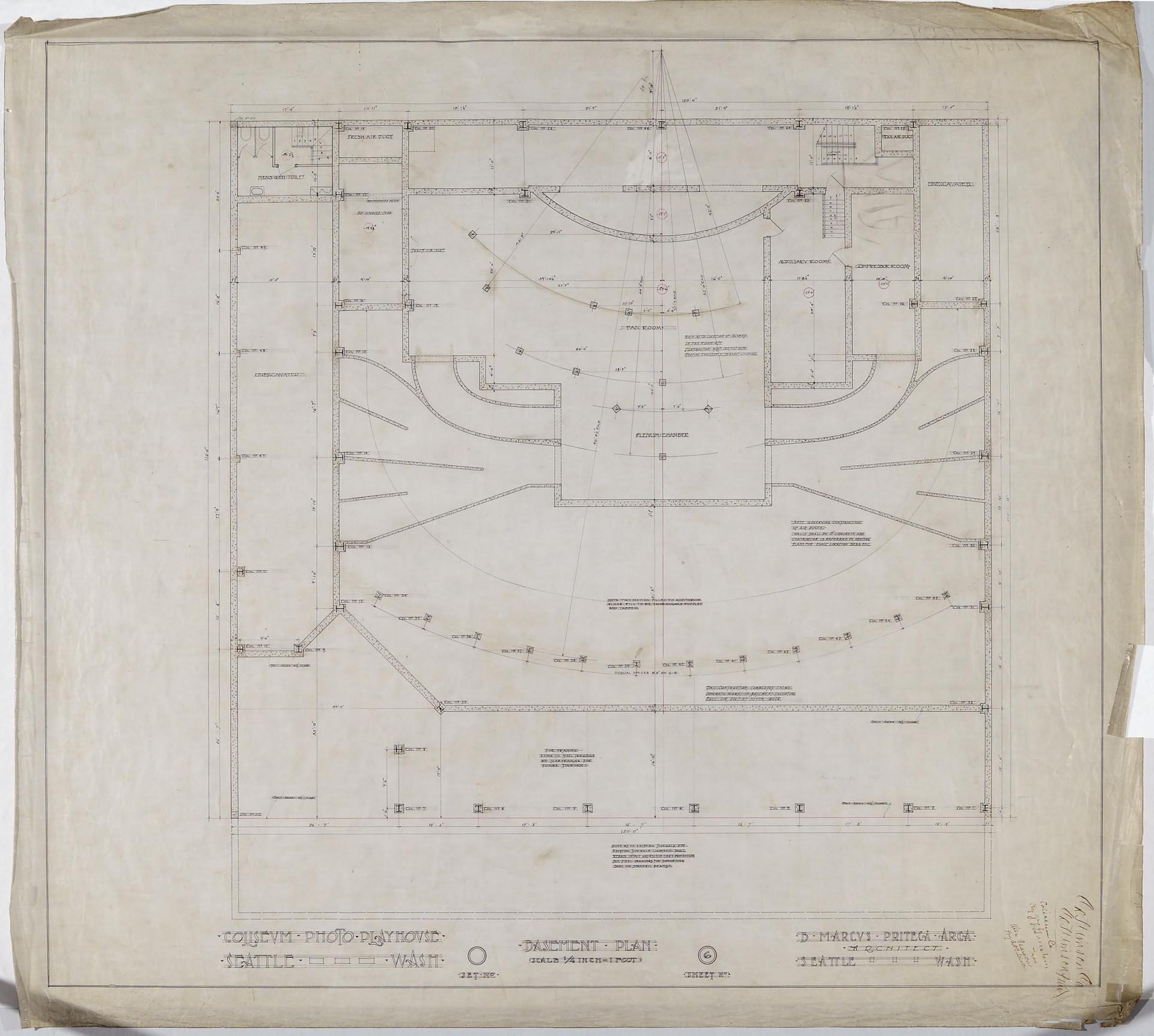 Image of Basement floor plan, Coliseum Theater, Seattle, 1915