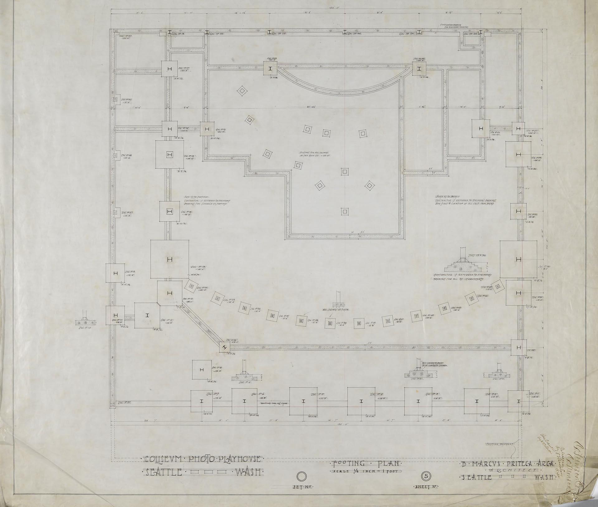 Image of Footing plan, Coliseum Theater, Seattle, 1915