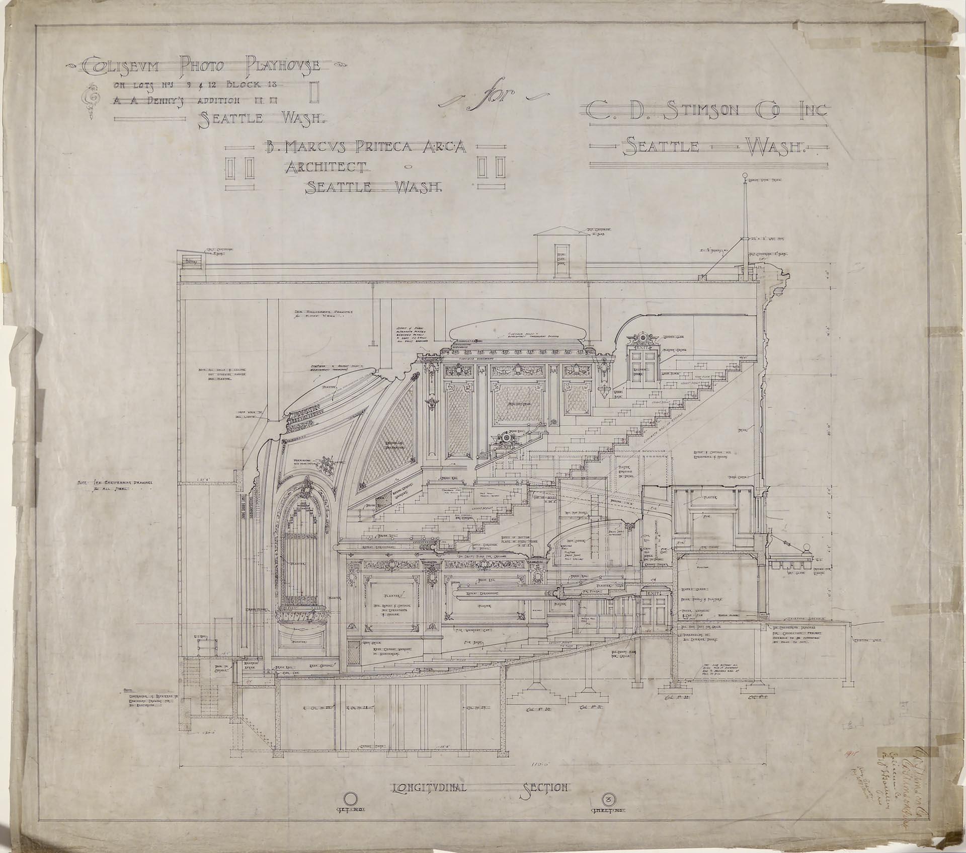 Image of Longitudinal section of the Coliseum Theater building, Seattle, 1915