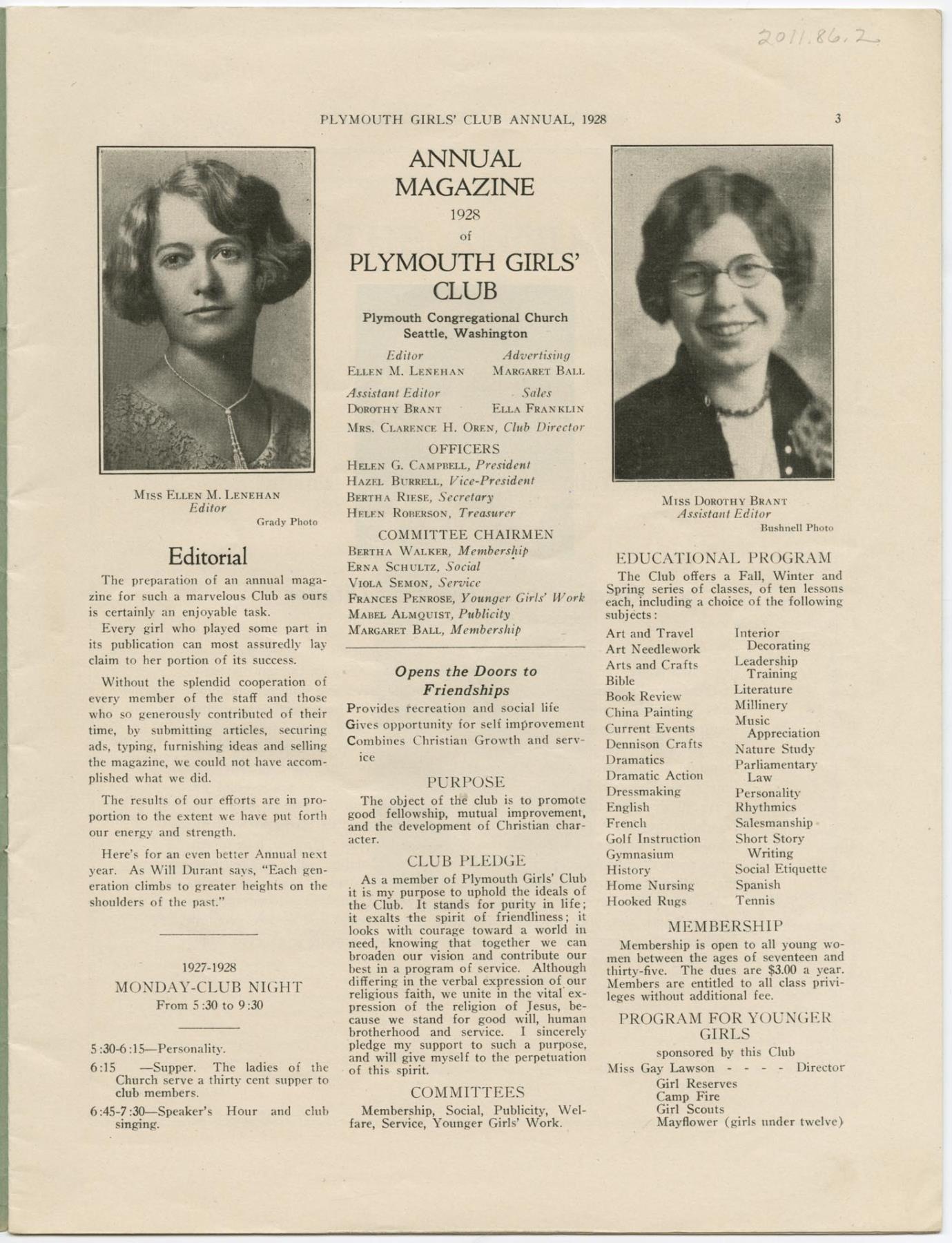 Image of Pilgrim Girls' Club Annual Magazine, 1928