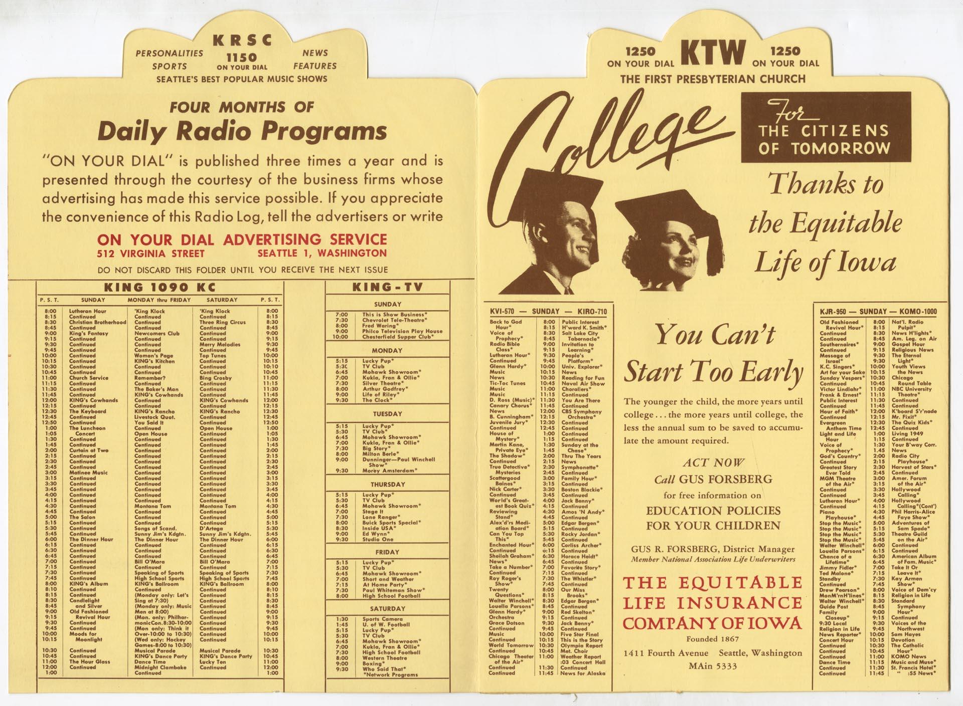 Image of Favorite Programs On Your Dial radio schedule, 1949