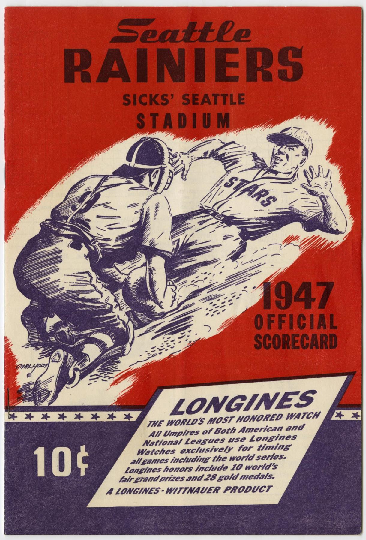 Image of Rainier Baseball Club scorecard, 1947