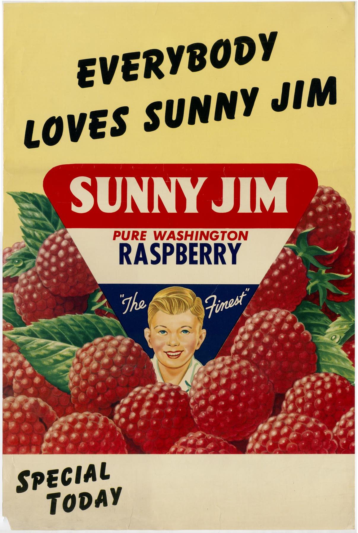 Image of Sunny Jim Raspberry Preserves poster, circa 1955