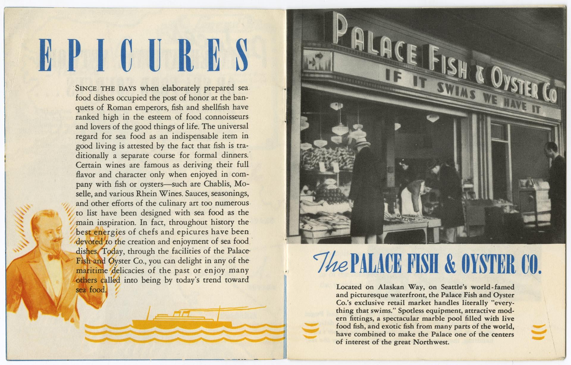 Image of Palace Fish and Oyster Co. brochure, circa 1935