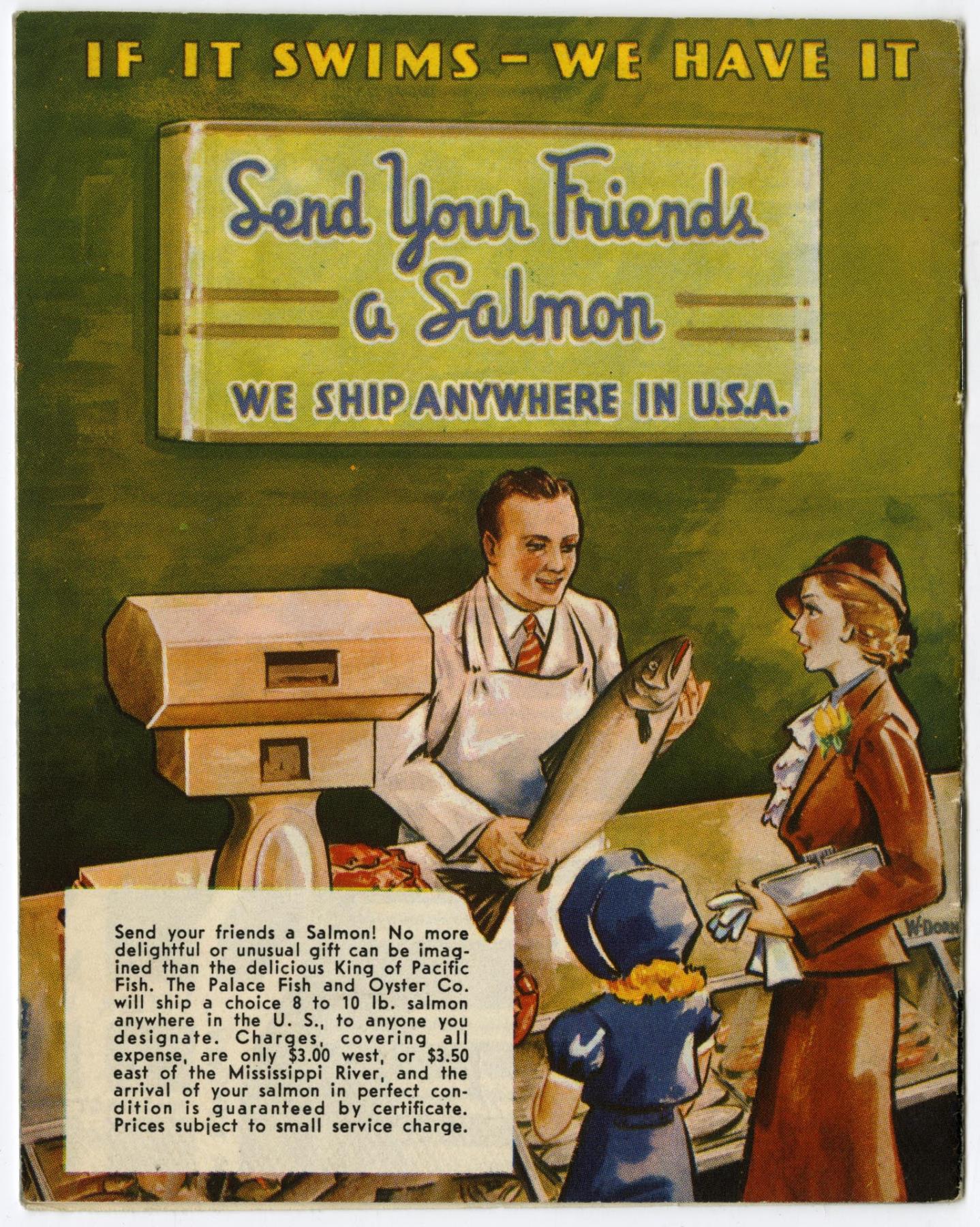 Image of Palace Fish and Oyster Co. brochure, circa 1935