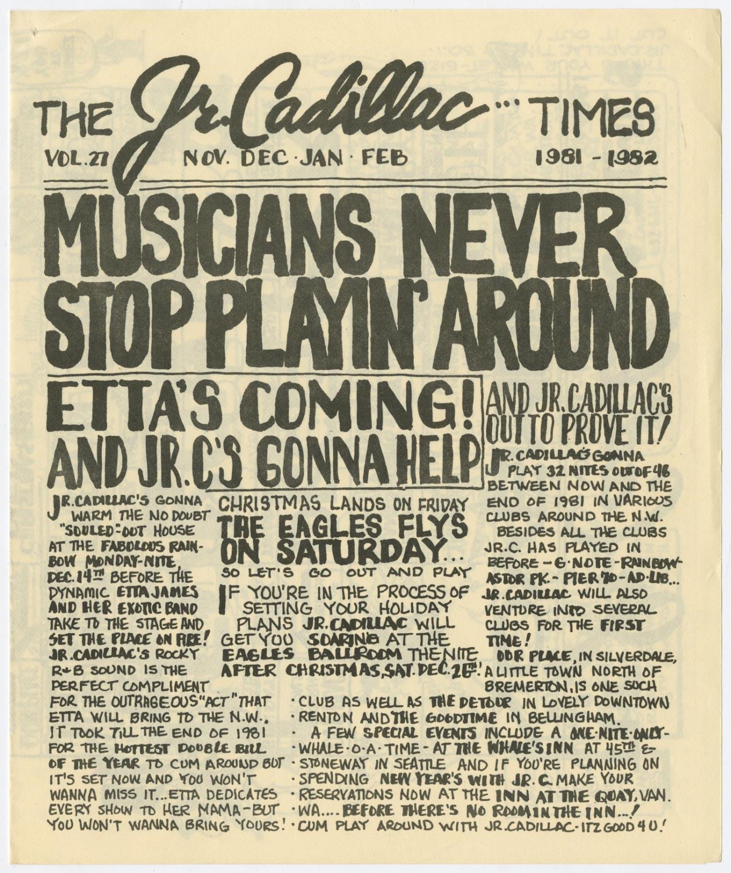 Image of Jr. Cadillac Times newsletter, 1981