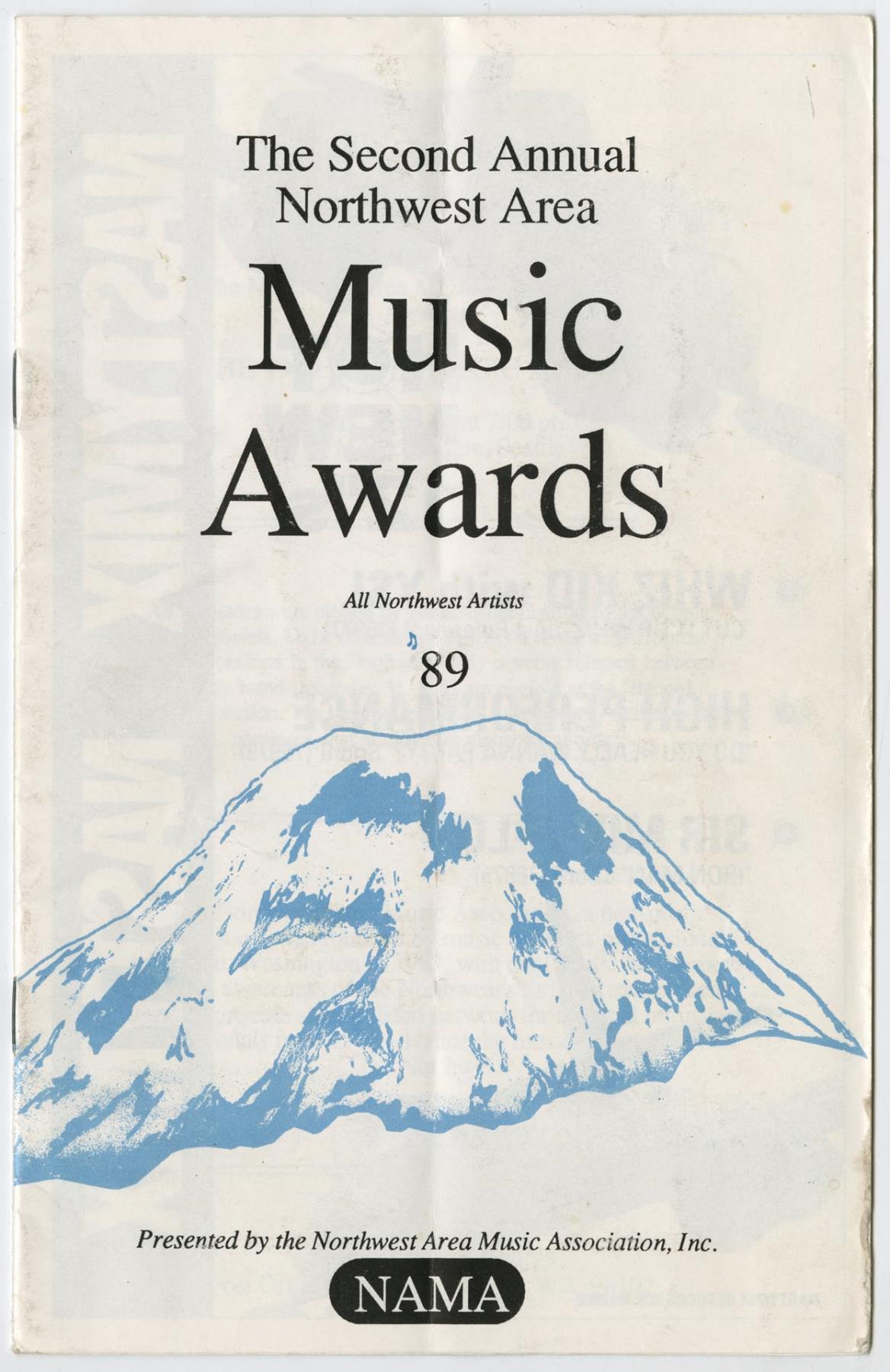 Image of Northwest Area Music Awards program, April 1989