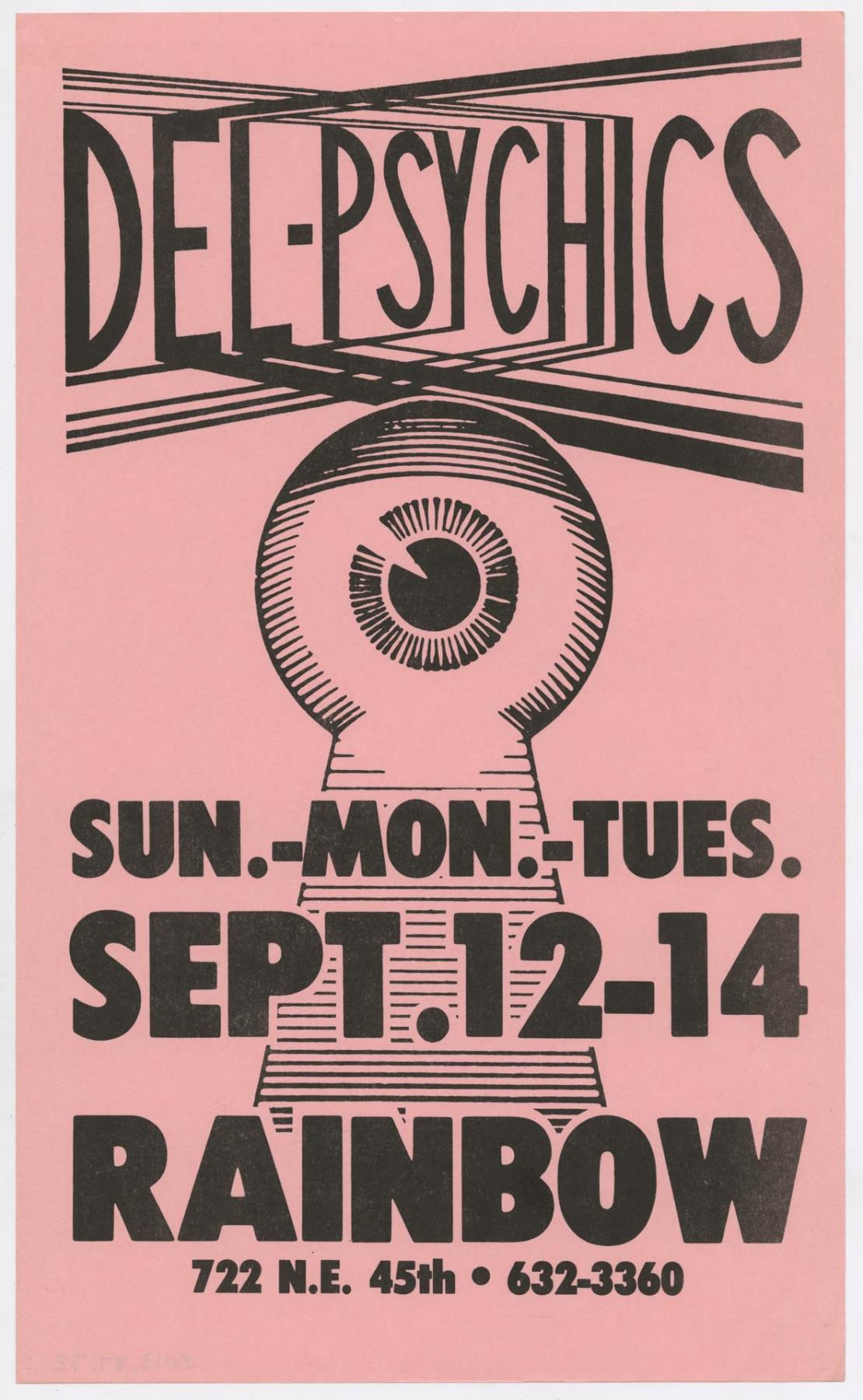 Image of Del-Psychics concert poster, September 12-14, 1982