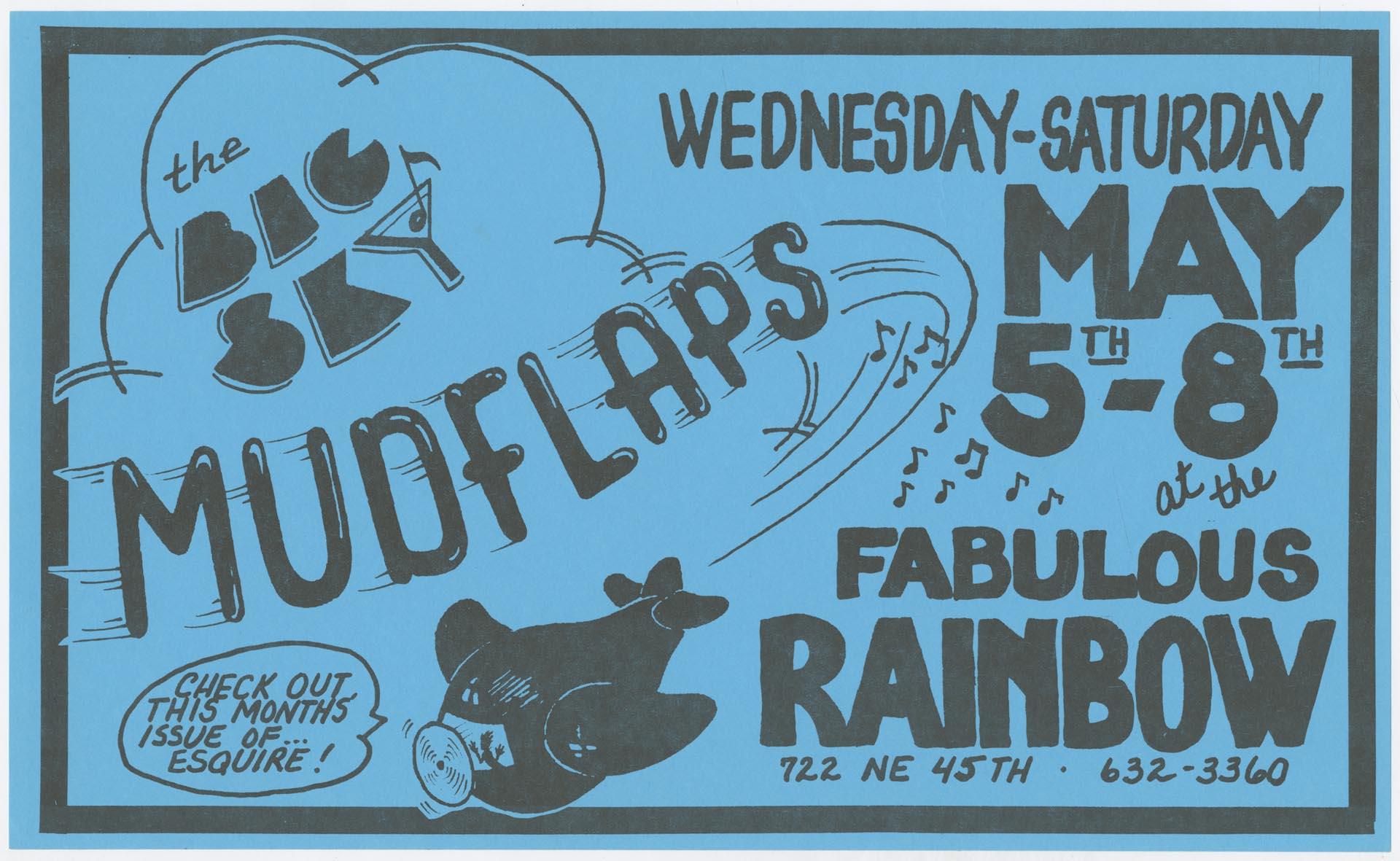 Image of The Big Sky Mudflaps concert poster, May 5-8, 1982