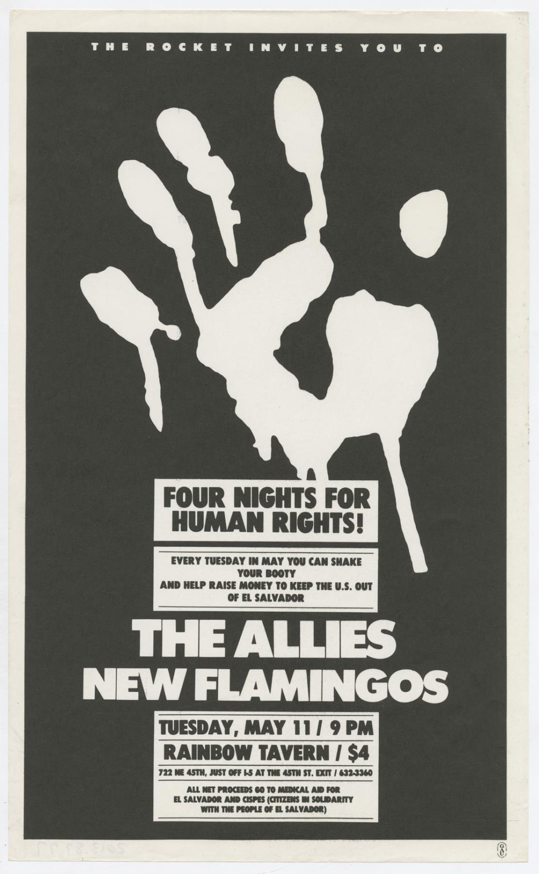 Image of Four Nights for Human Rights concert poster, May 11, 1982