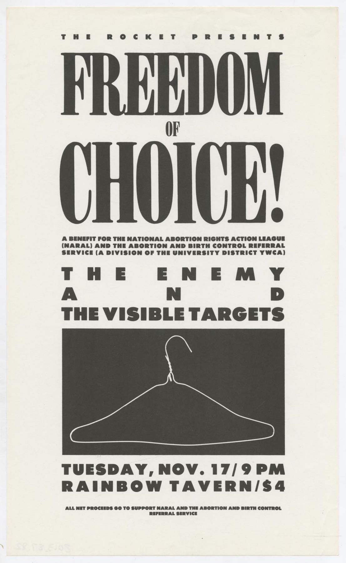 Image of Freedom of Choice benefit concert poster, November 17, 1981
