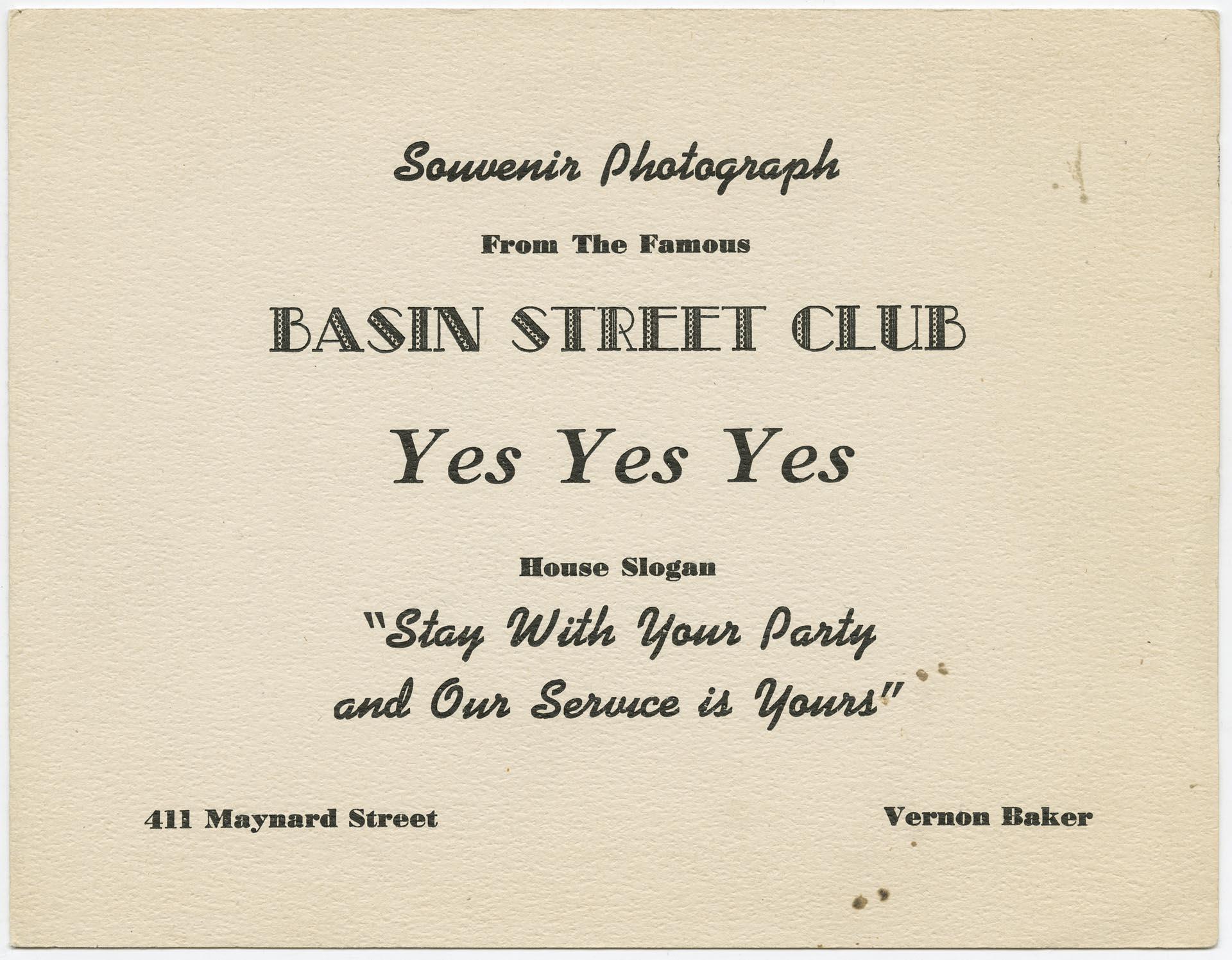 Image of Souvenir photo folder from the Basin Street Club, Seattle, circa 1945