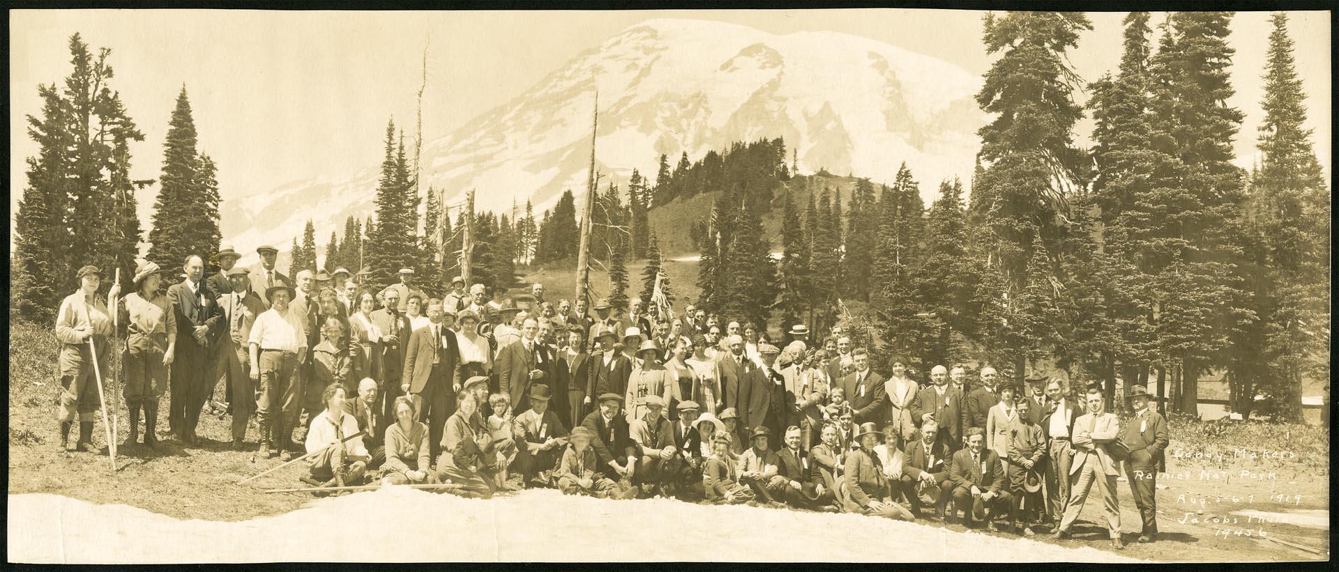 Image of Society Candy Company employees at Mount Rainier, August 1919