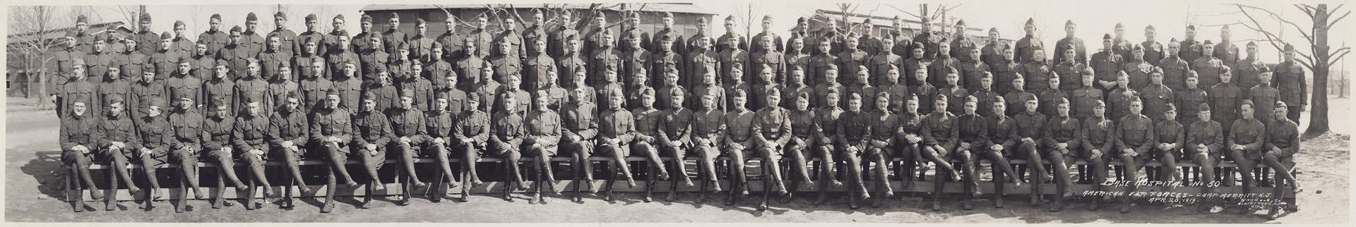 Image of Base Hospital Number 50 officers and enlisted men at Camp Merritt, N.J., April 20,1919