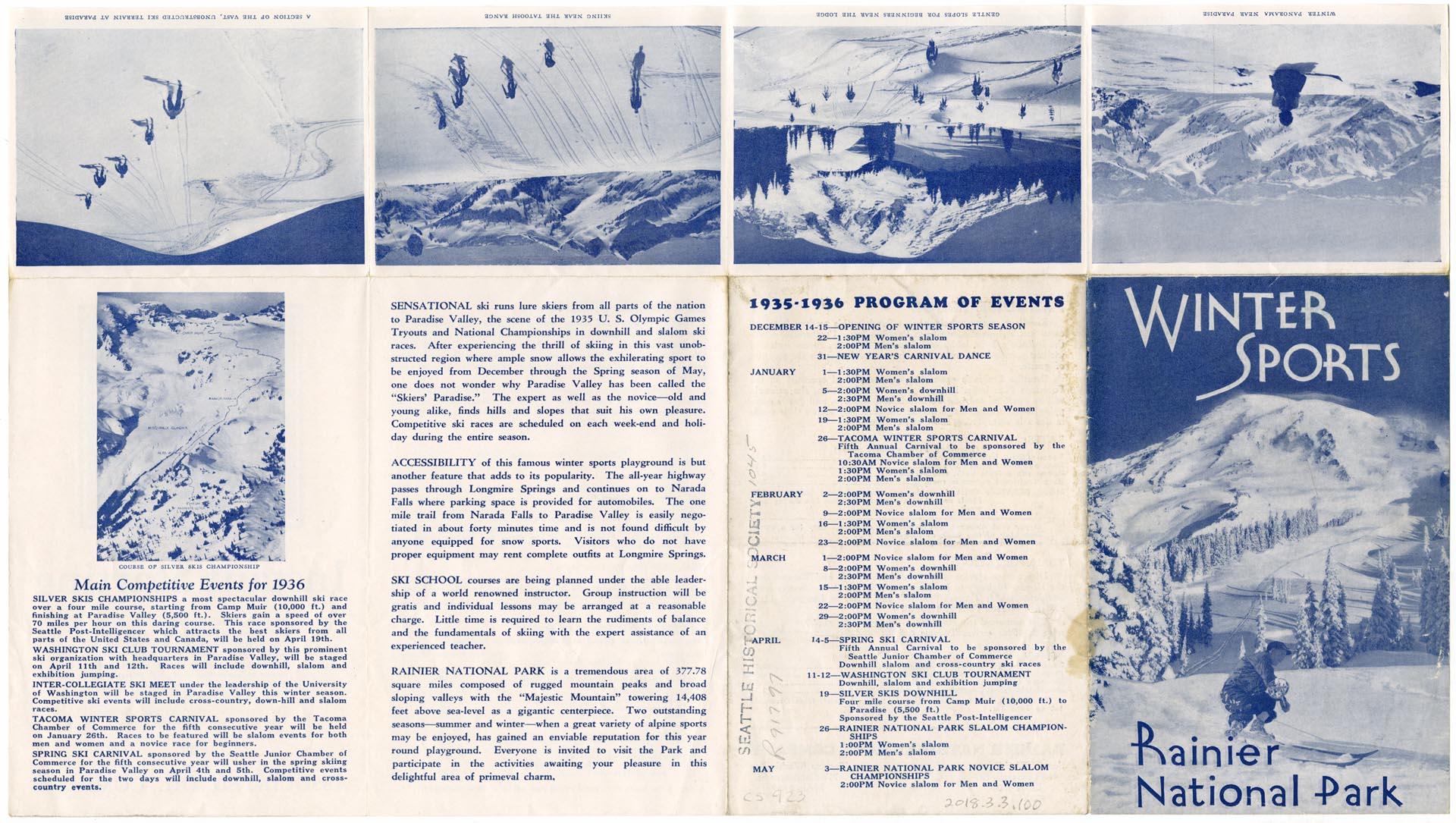 Image of Rainier National Park winter sports brochure, 1935-1936