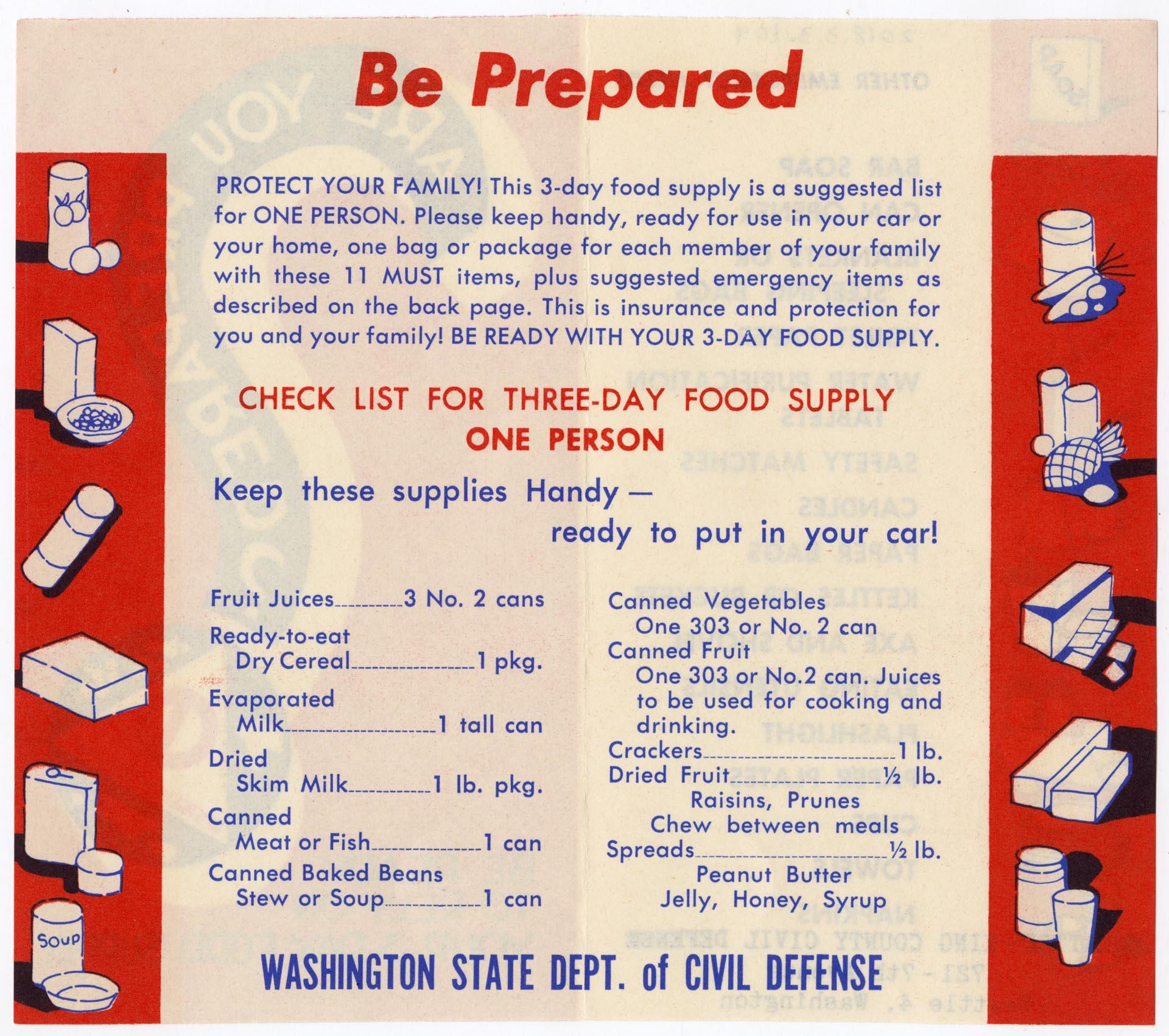 Image of Be Ready to Rely on Your 3-Day Food Supply, circa 1955
