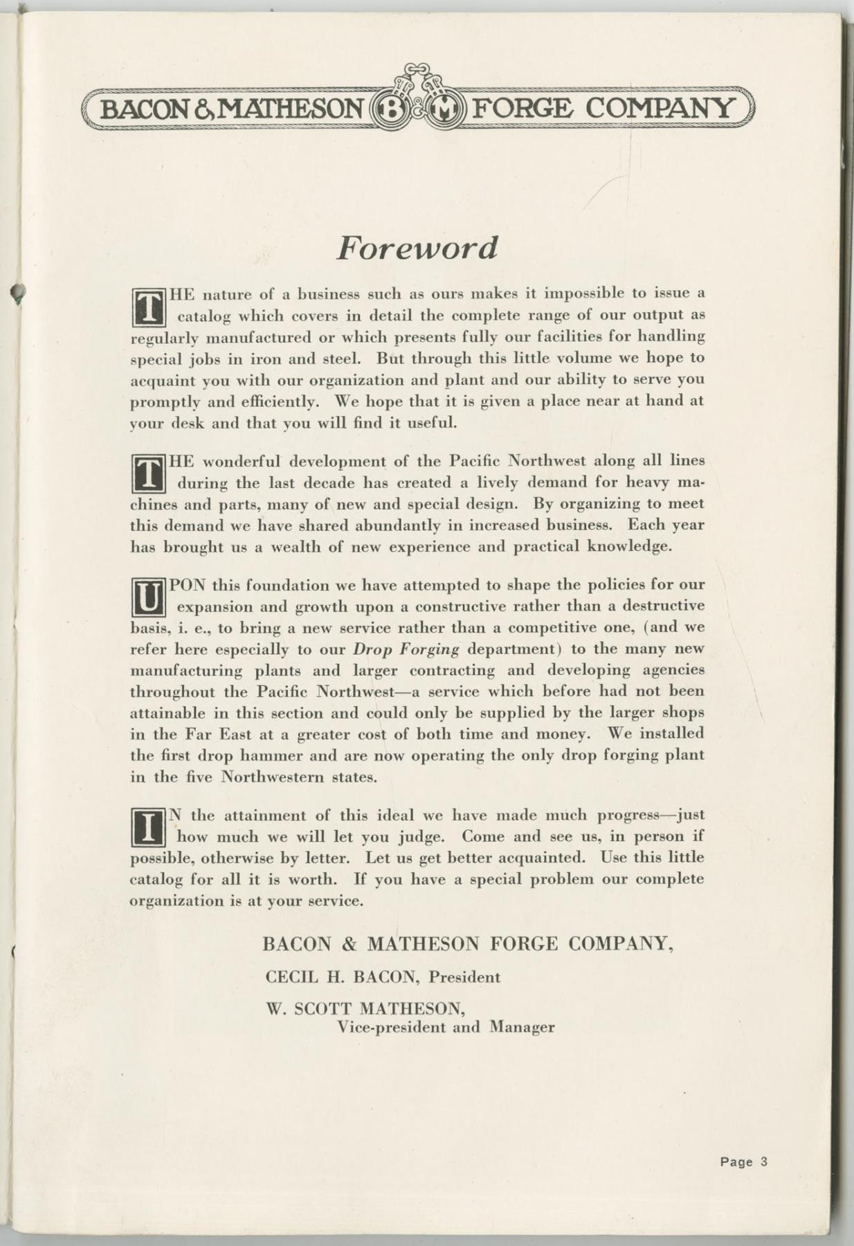 Image of Bacon & Matheson Forge Company, Catalog No. 21, 1921
