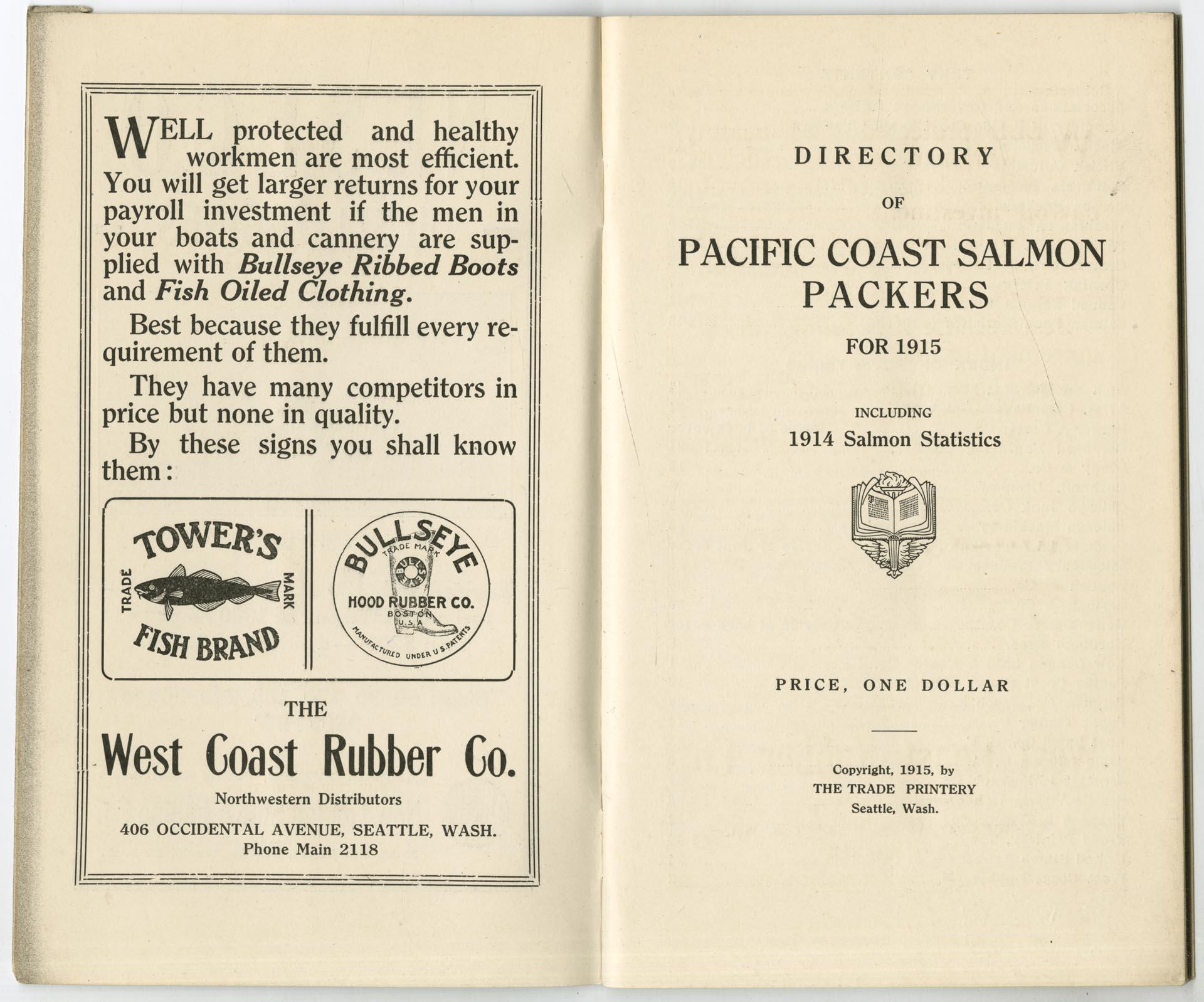 Image of Directory of Pacific Coast Salmon Packers, 1915
