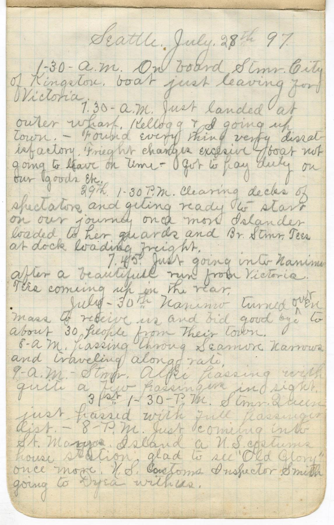 Image of Klondike diary of Harry V. McComb, 1897-1900