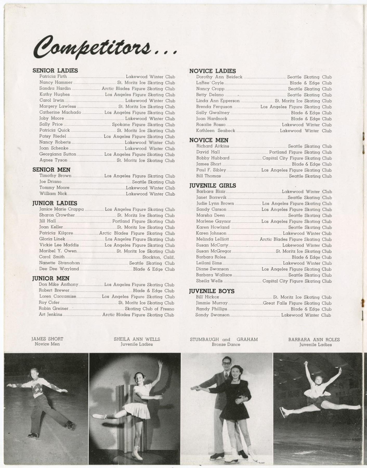 Image of Pacific Coast Figure Skating Championship program, February 1953