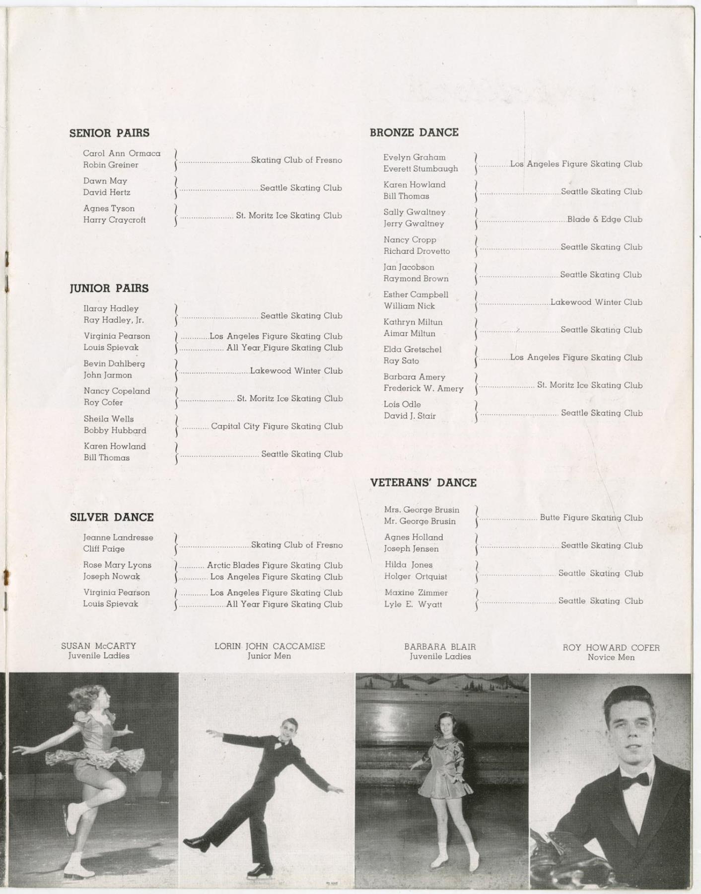 Image of Pacific Coast Figure Skating Championship program, February 1953