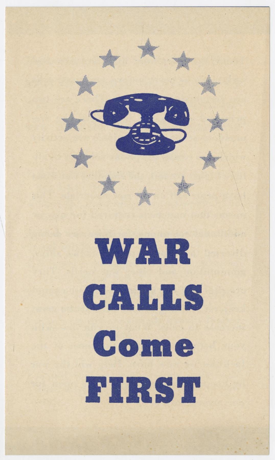 Image of Leaflet on war-time telephone calls, July 1942