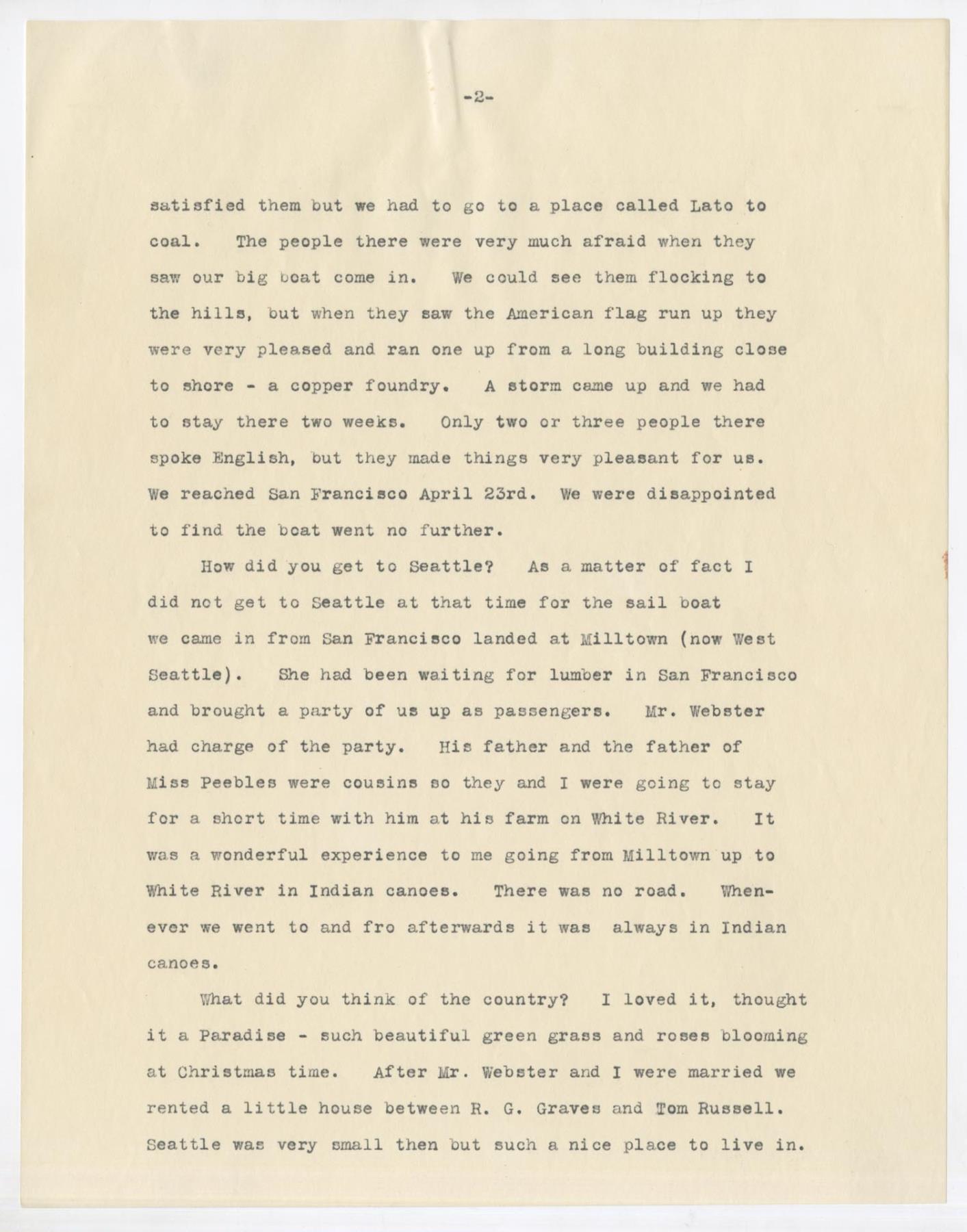 Image of Interview with Mrs. David Webster with letter to Mrs. M.J. Carkeek, Seattle, 1914