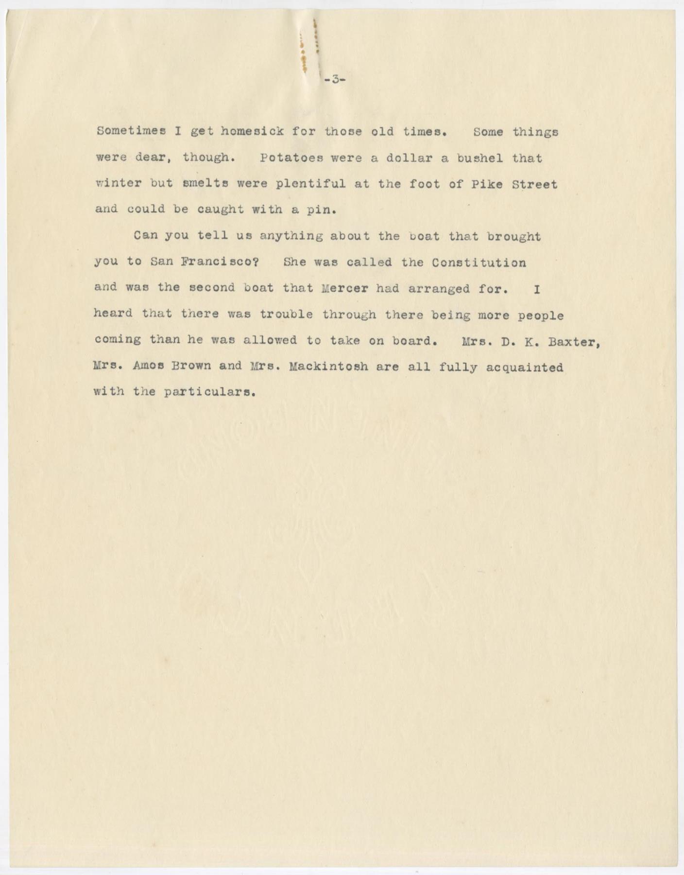 Image of Interview with Mrs. David Webster with letter to Mrs. M.J. Carkeek, Seattle, 1914