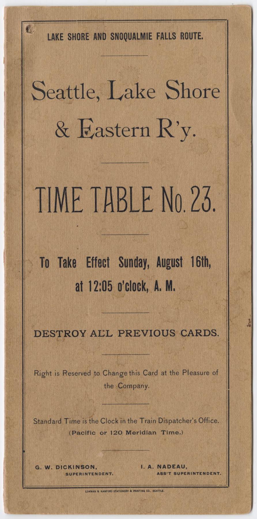 Image of SLS&E Ry Time Table No. 23, August 16, 1891