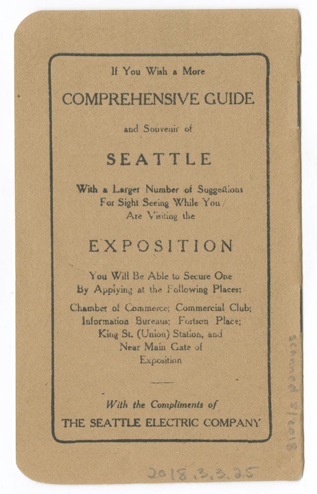 Image of Seattle Electric Company trip guide, 1909