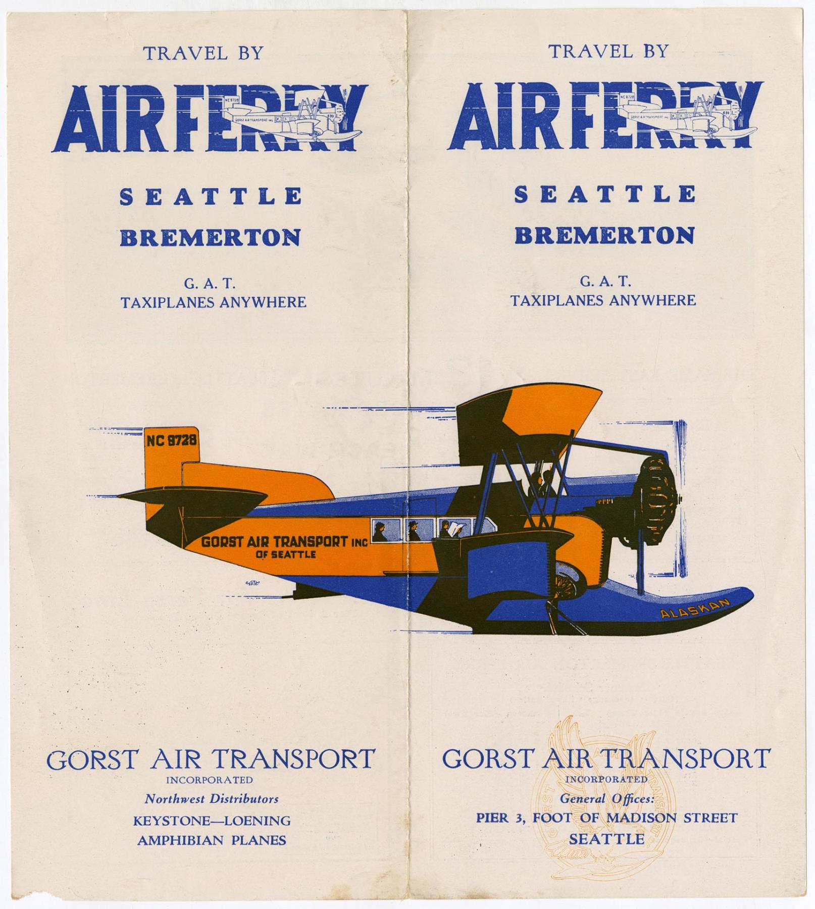 Image of Gorst Air Transport Air Ferry brochure, circa 1928